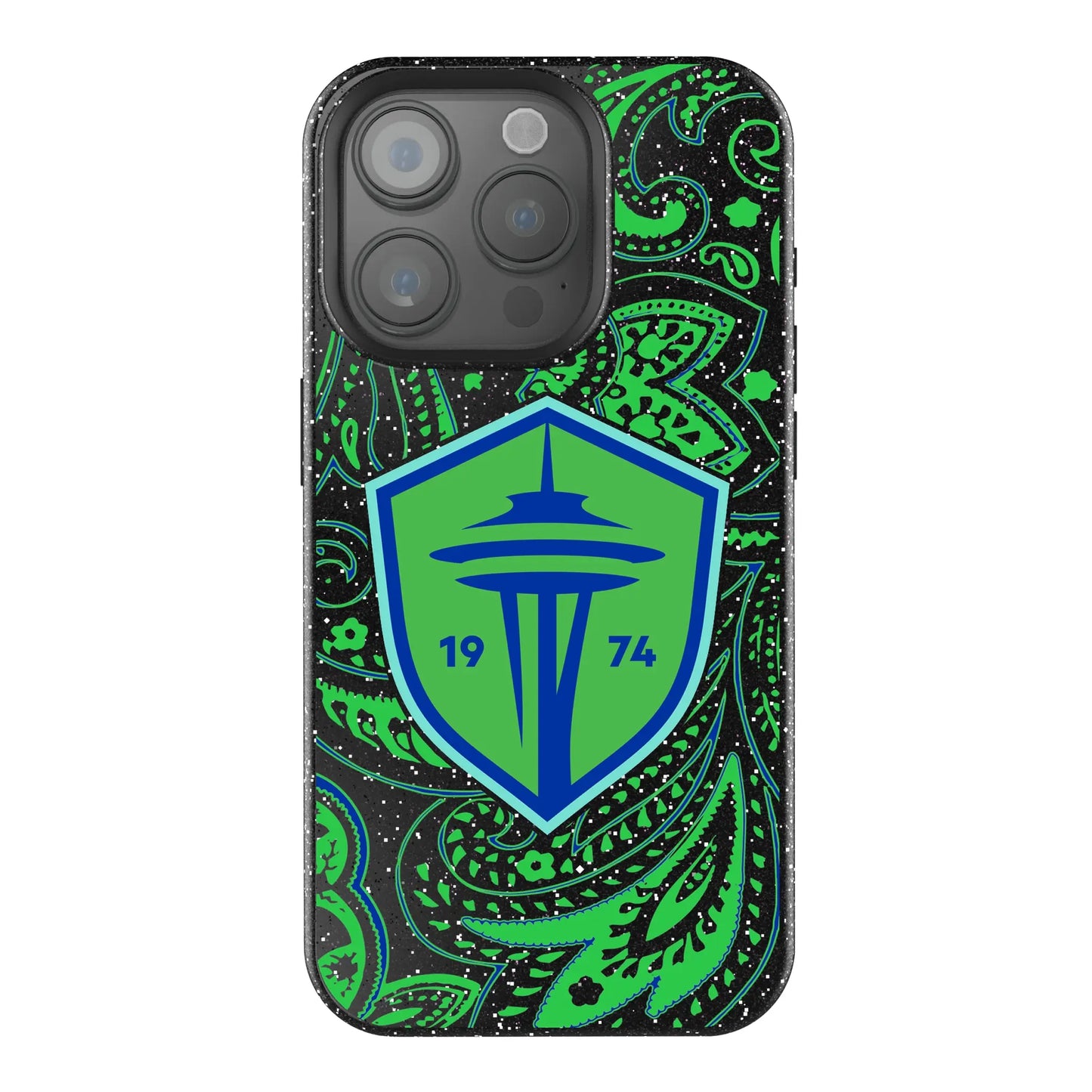 Seattle Sounders FC Paisley Black Bling Phone Case for Apple iPhone