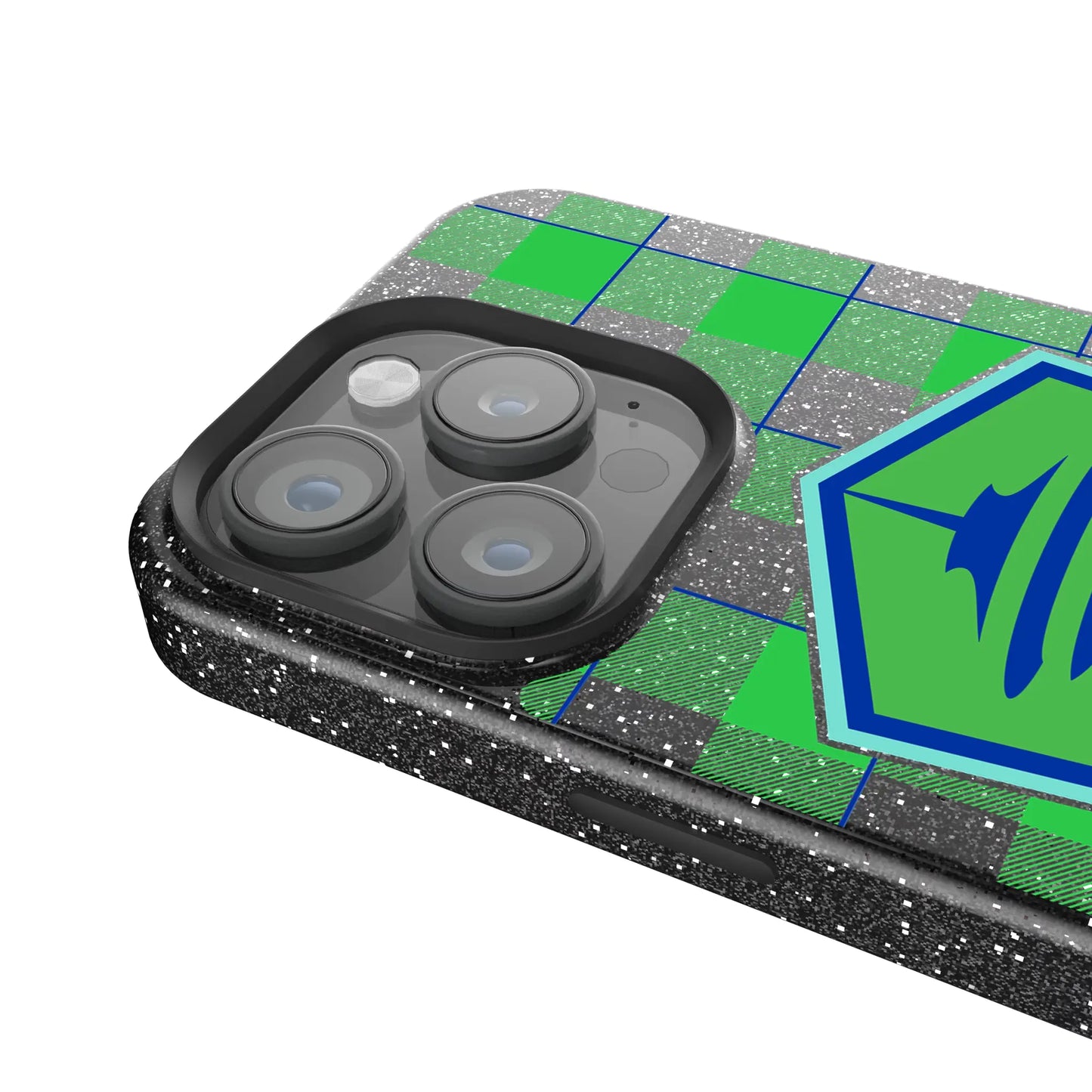 Seattle Sounders FC Plaid Black Bling Phone Case for Apple iPhone