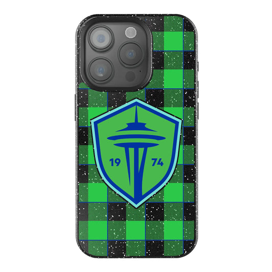 Seattle Sounders FC Plaid Black Bling Phone Case for Apple iPhone