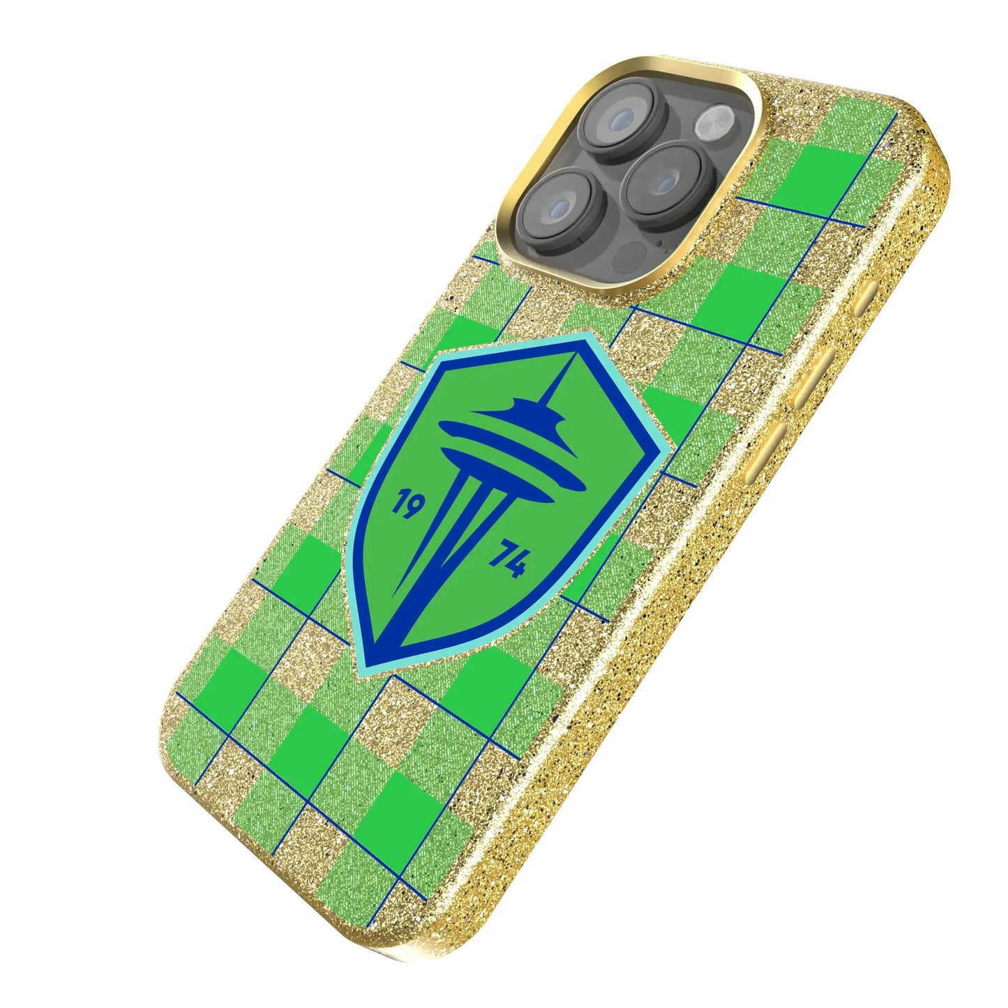 Seattle Sounders FC Plaid Bling Phone Case for Apple iPhone