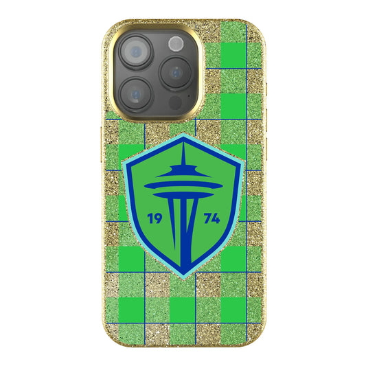 Seattle Sounders FC Plaid Bling Phone Case for Apple iPhone