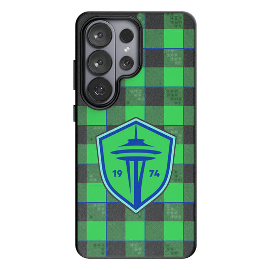 Seattle Sounders FC Plaid MagSafe Compatible Phone Case for Samsung Galaxy
