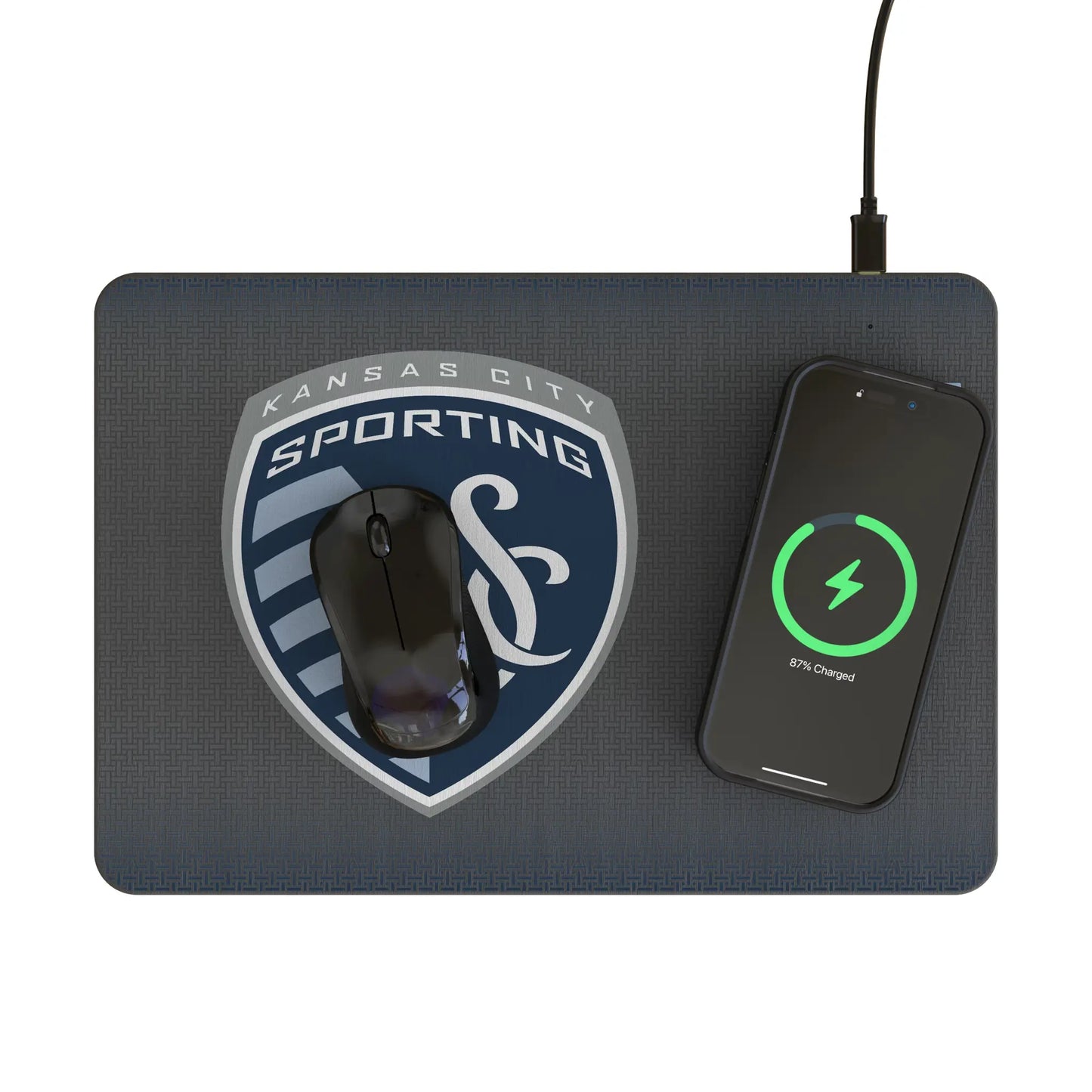 Sporting Kansas City Linen 15-Watt Wireless Charger and Mouse Pad