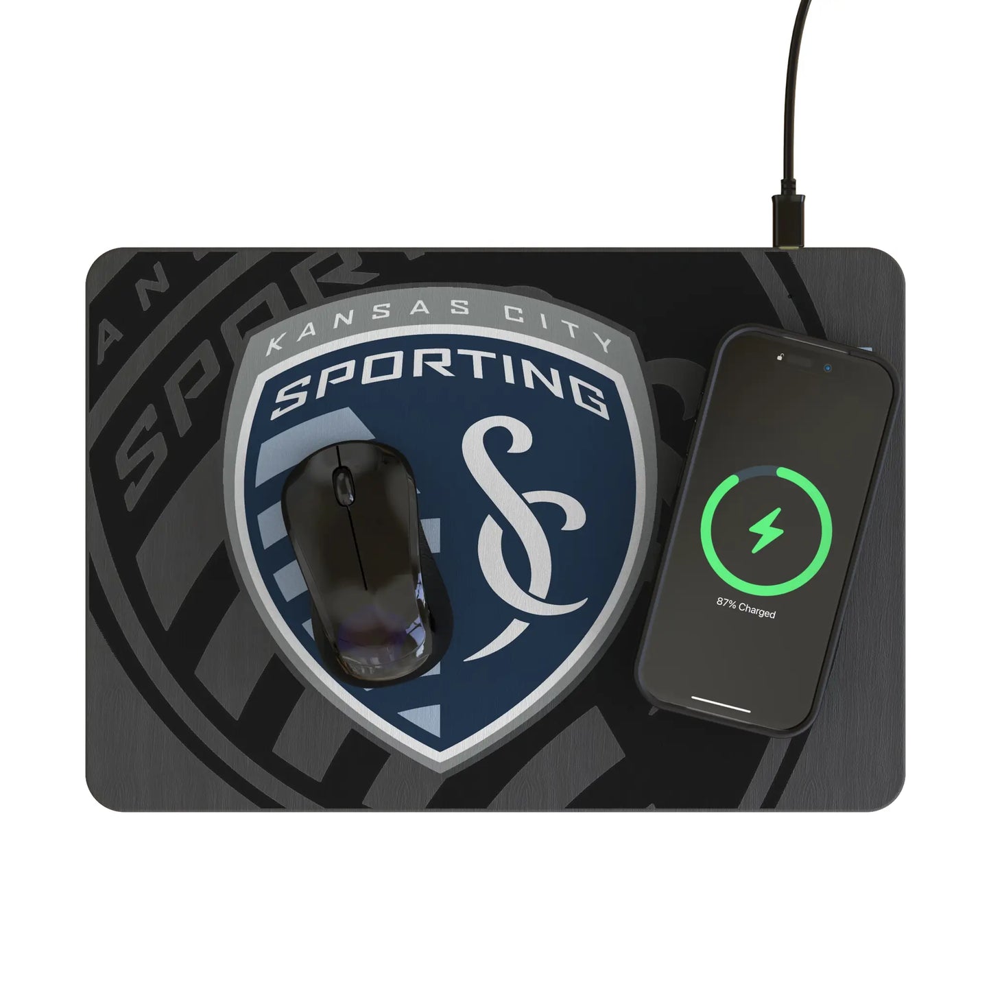 Sporting Kansas City Monocolor Tilt 15-Watt Wireless Charger and Mouse Pad