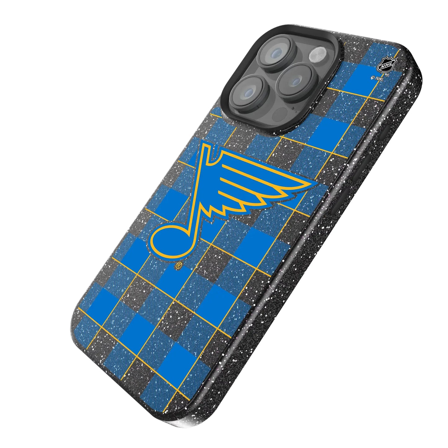 St. Louis Blues Plaid Black Bling Phone Case for Apple iPhone