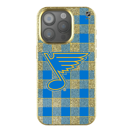 St. Louis Blues Plaid Bling Phone Case for Apple iPhone