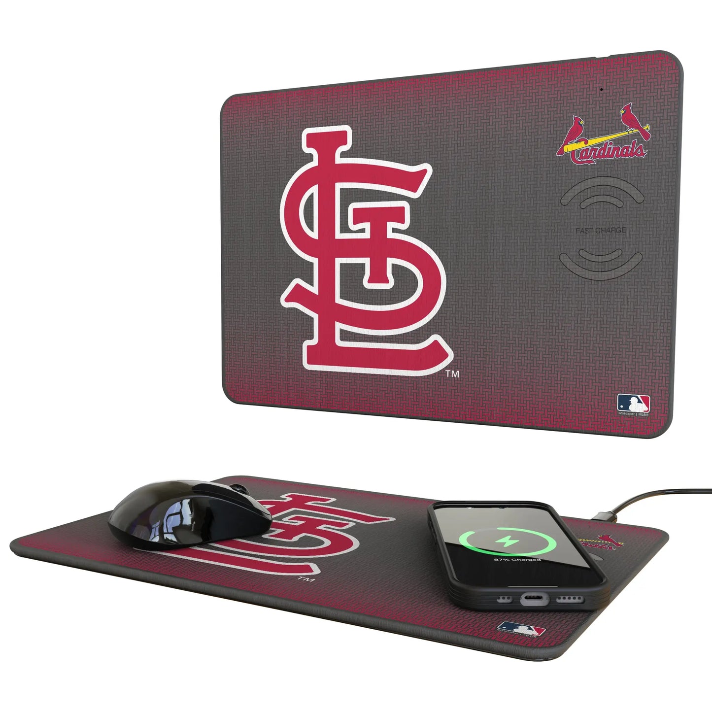 St Louis Cardinals Linen 15-Watt Wireless Charger and Mouse Pad