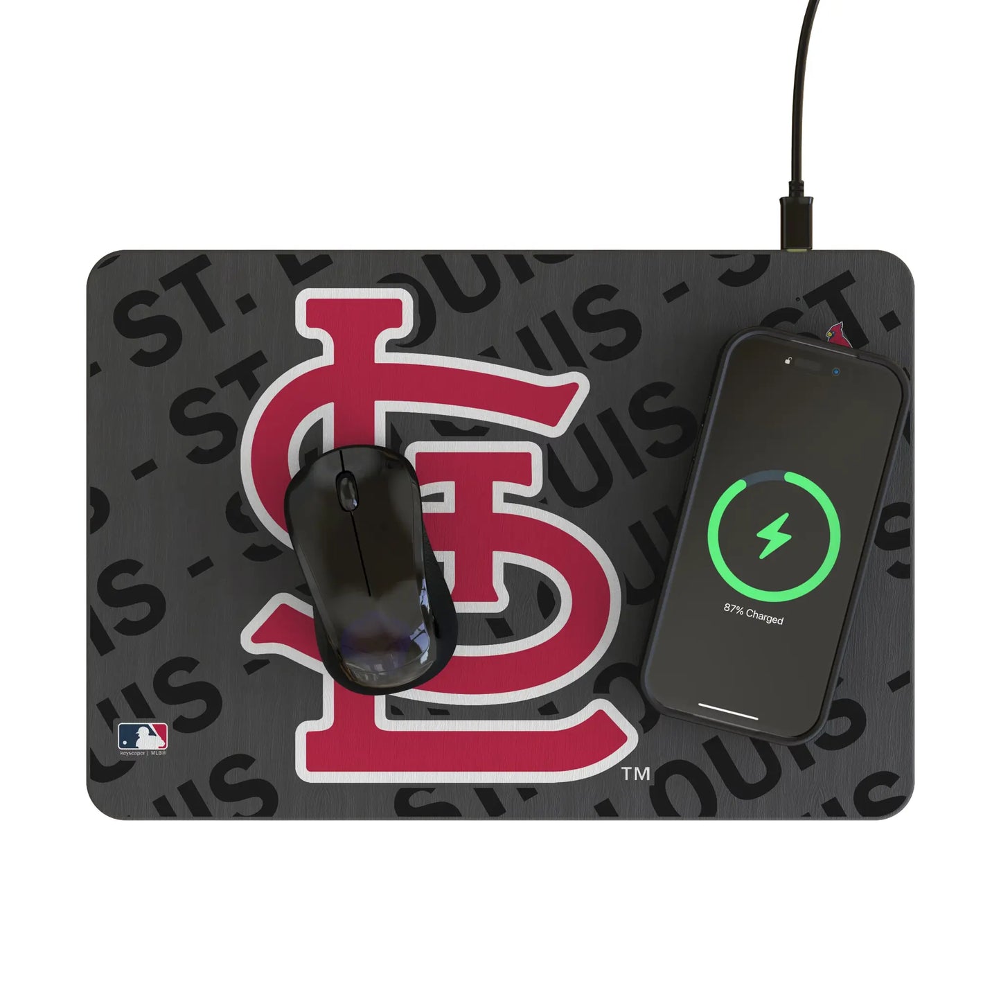 St Louis Cardinals Monocolor Tilt 15-Watt Wireless Charger and Mouse Pad