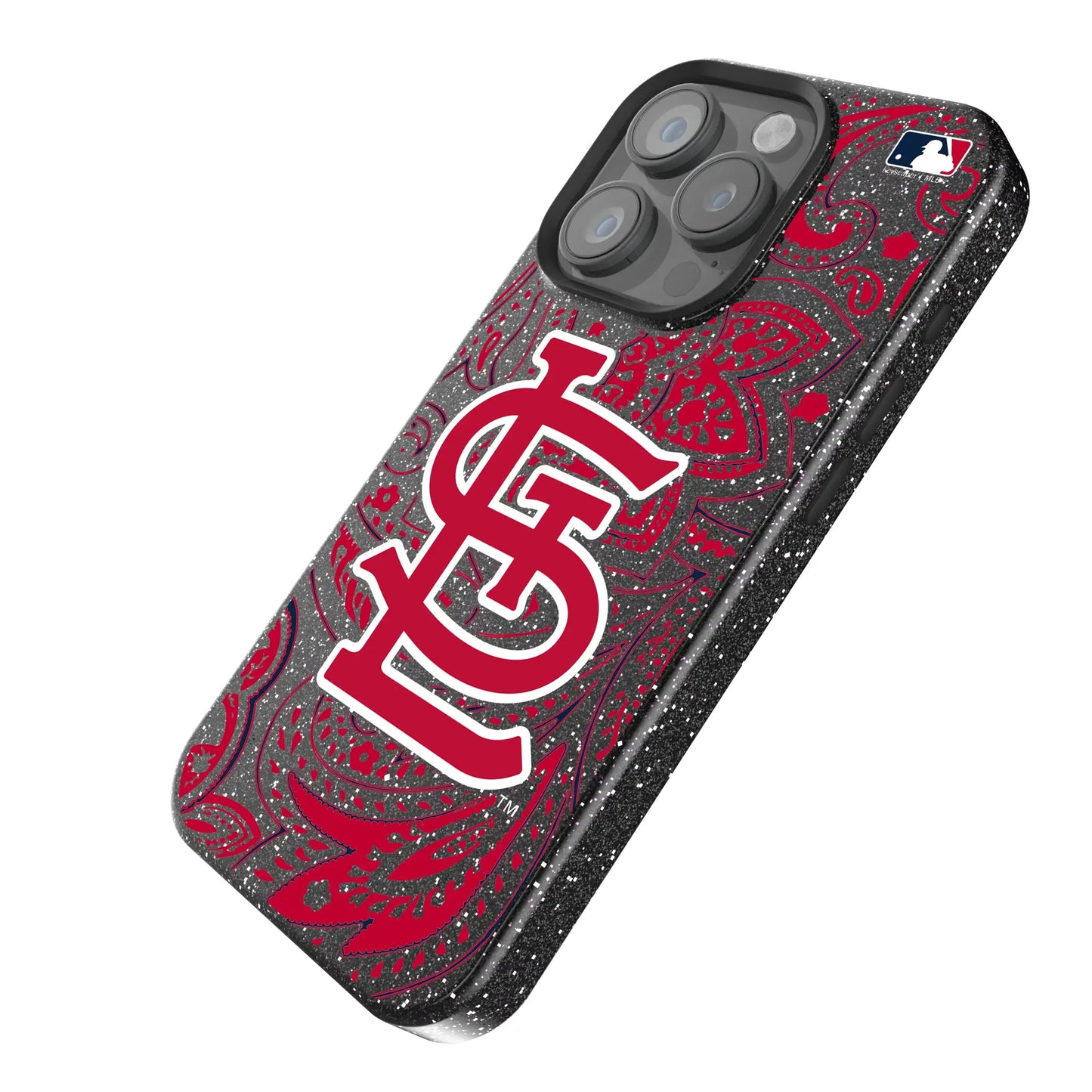 St Louis Cardinals Paisley Black Bling Phone Case for Apple iPhone