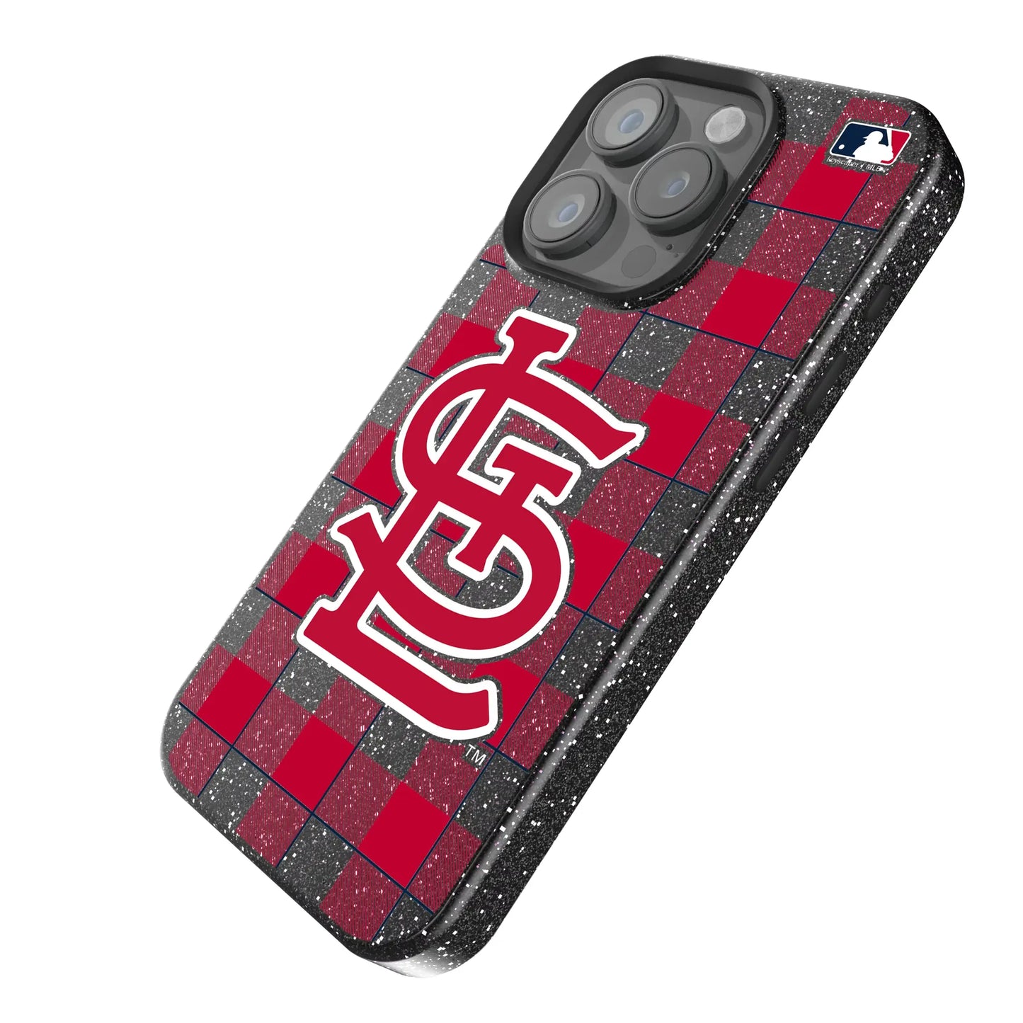 St Louis Cardinals Plaid Black Bling Phone Case for Apple iPhone