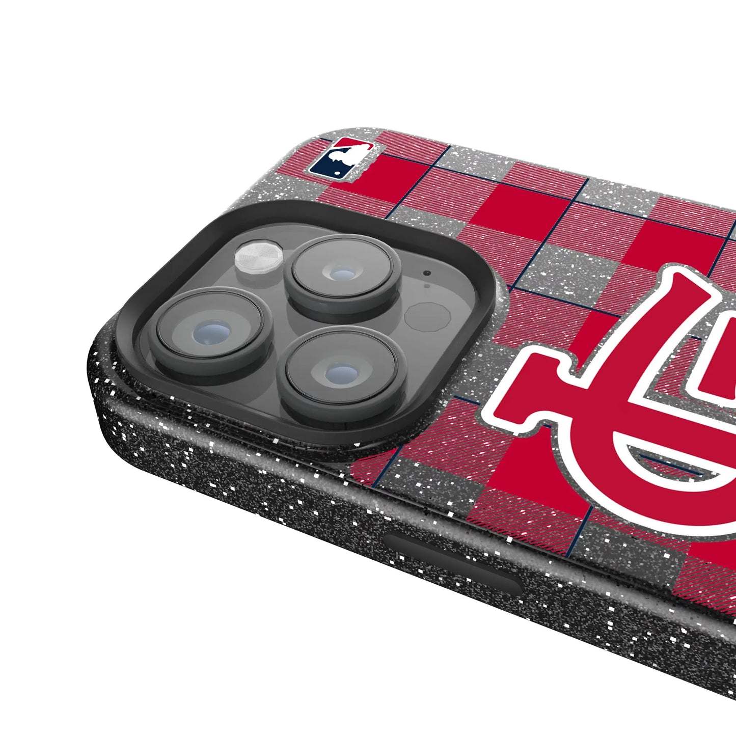 St Louis Cardinals Plaid Black Bling Phone Case for Apple iPhone