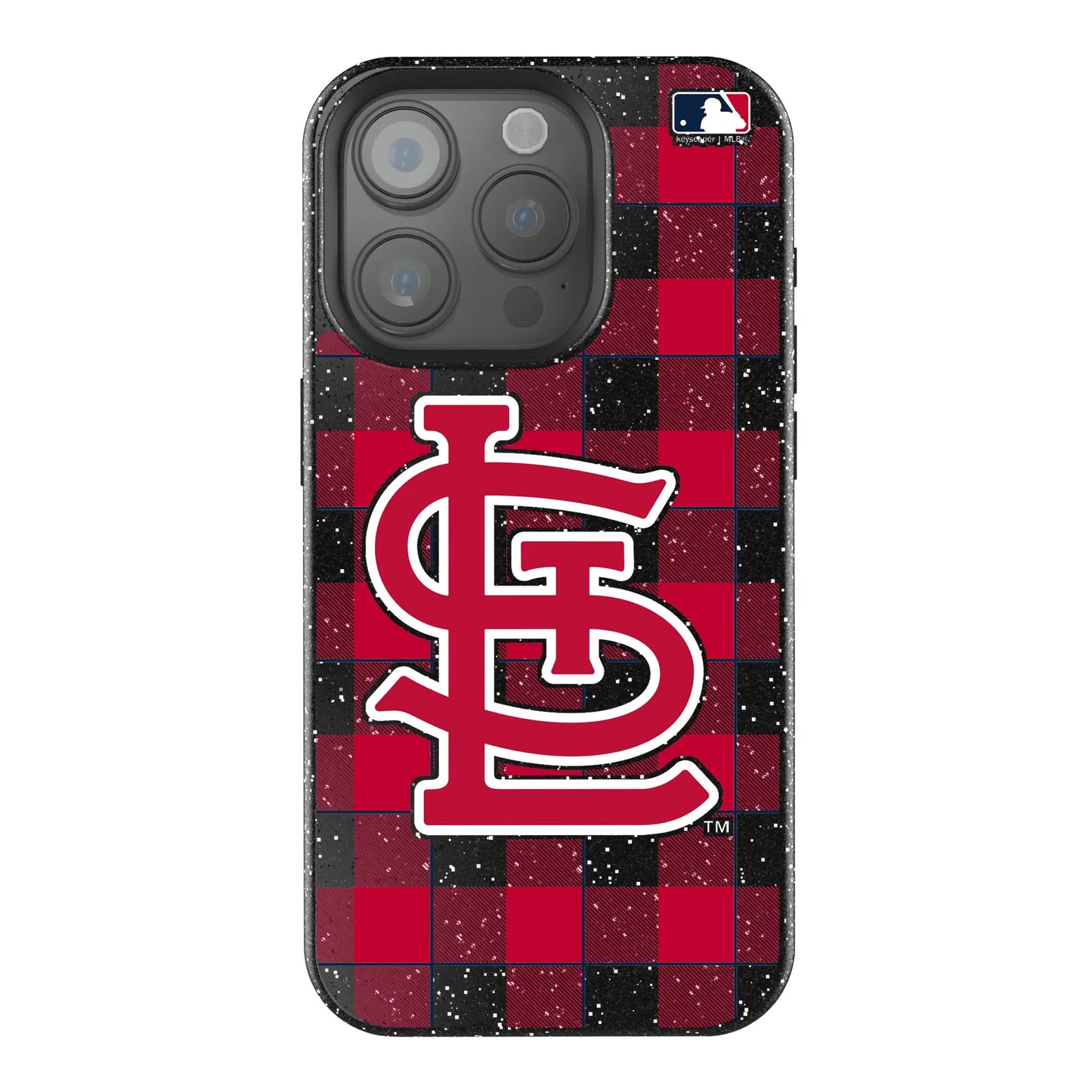 St Louis Cardinals Plaid Black Bling Phone Case for Apple iPhone