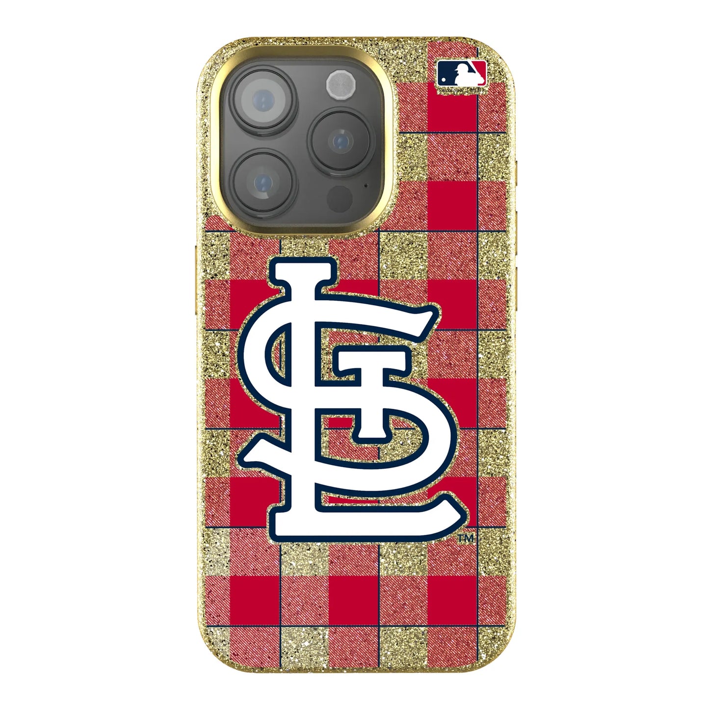 St Louis Cardinals Plaid Bling Phone Case for Apple iPhone
