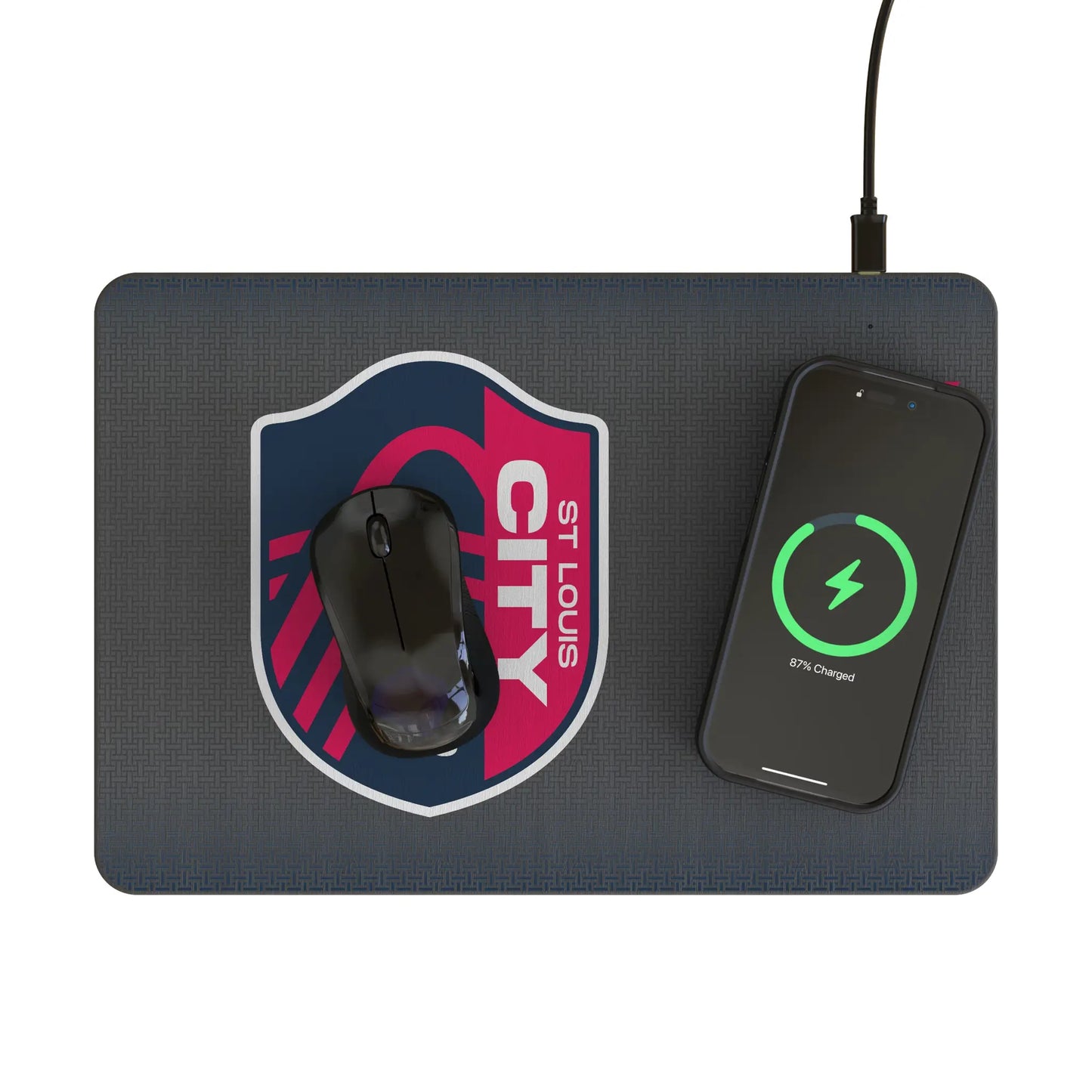 St. Louis CITY SC Linen 15-Watt Wireless Charger and Mouse Pad