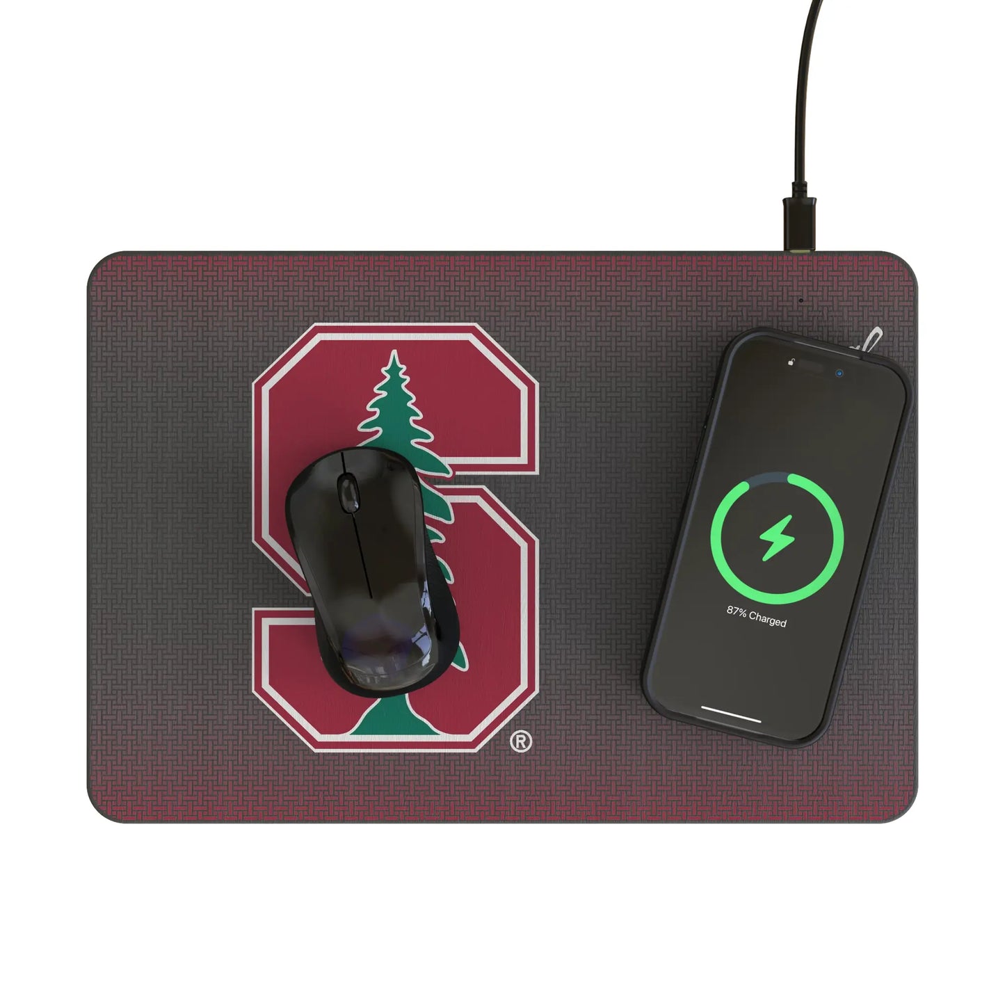 Stanford University Cardinal Linen 15-Watt Wireless Charger and Mouse Pad