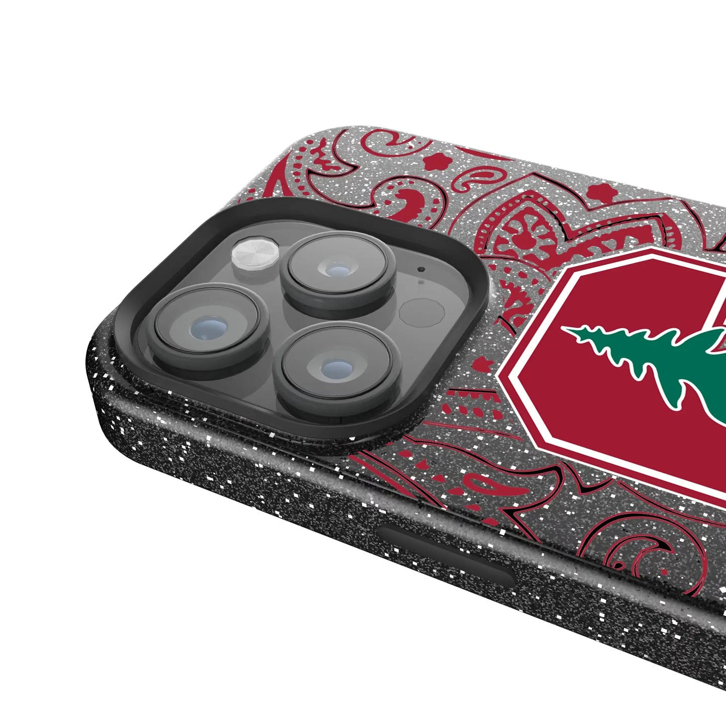 Stanford University Cardinal Paisley Black Bling Phone Case for Apple iPhone