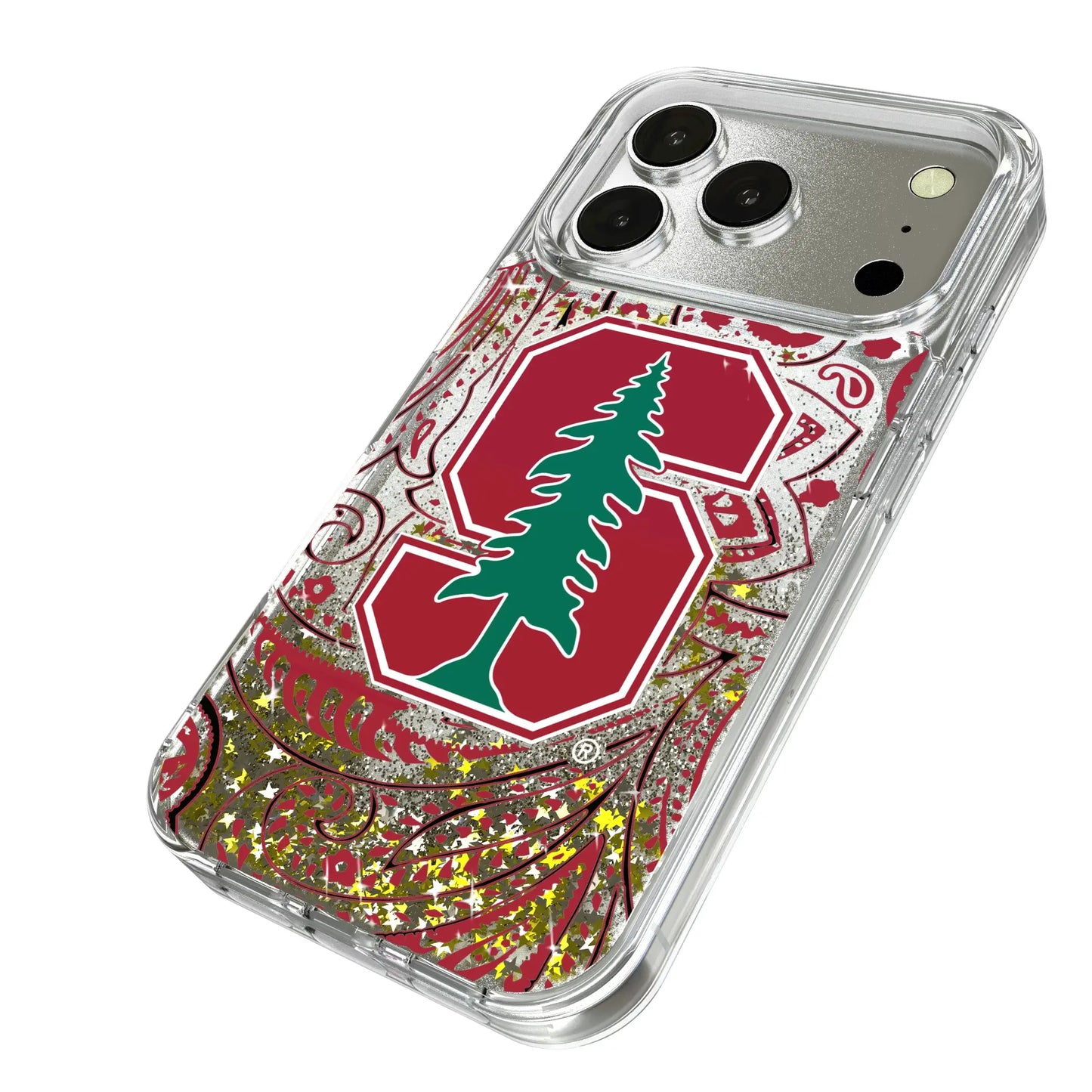Stanford University Cardinal Paisley Glitter Phone Case for Apple iPhone