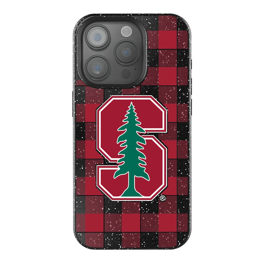 Stanford University Cardinal Plaid Black Bling Phone Case for Apple iPhone