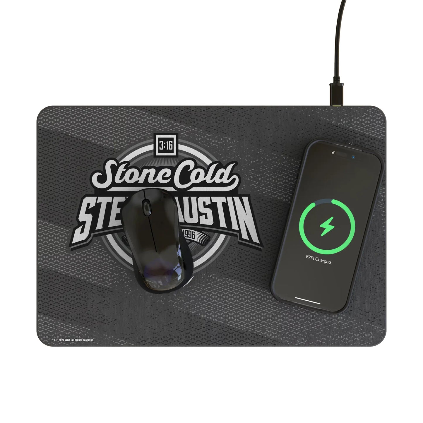 Stone Cold Steve Austin Steel 15-Watt Wireless Charger and Mouse Pad
