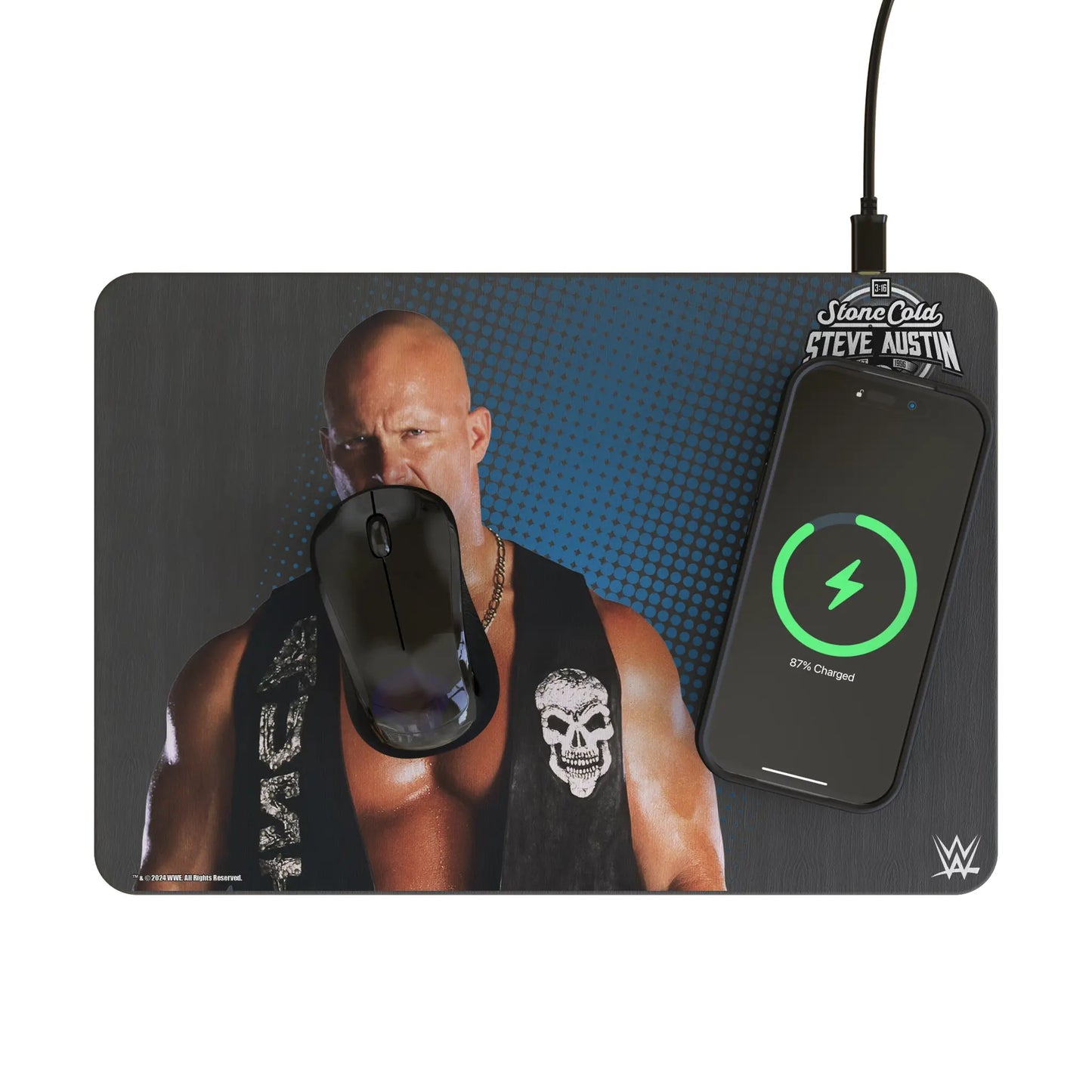 Stone Cold Steve Austin Superstar 15-Watt Wireless Charger and Mouse Pad