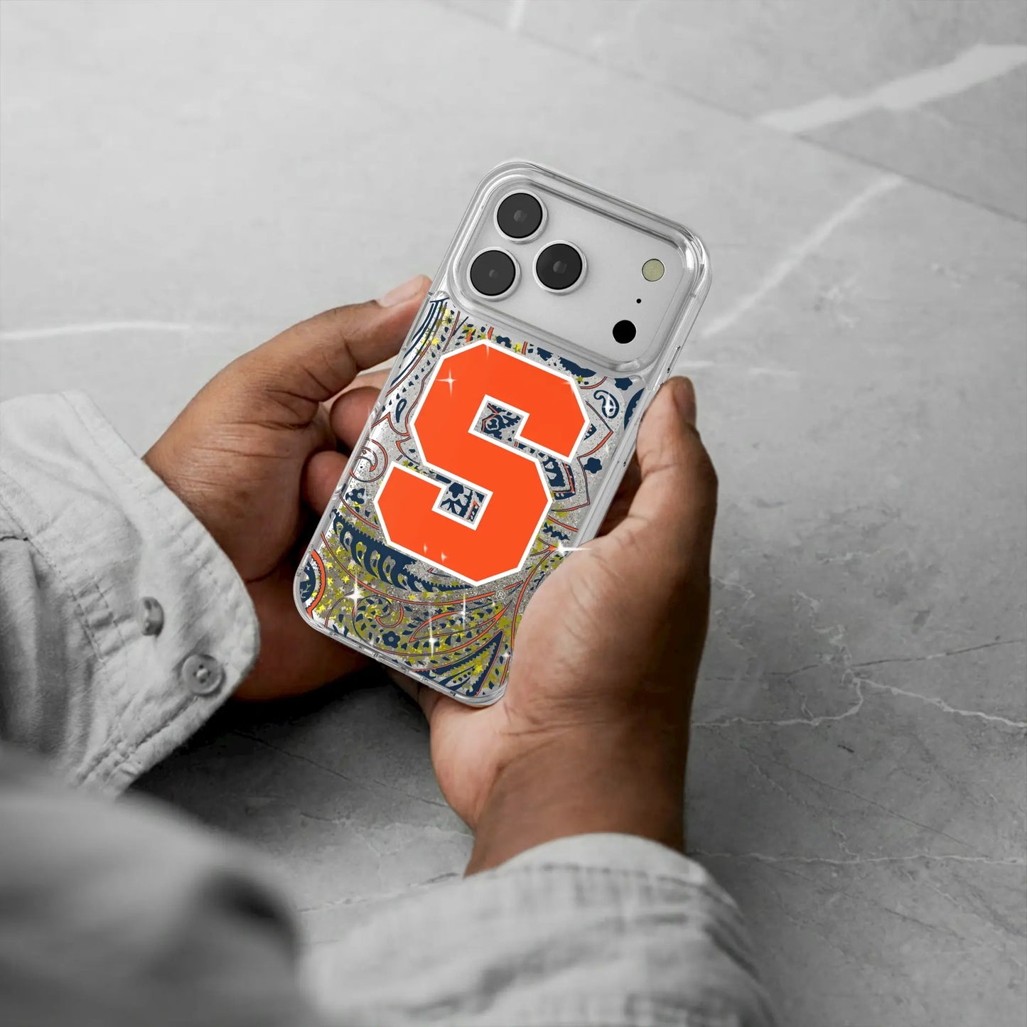 Syracuse University Orange Paisley Glitter Phone Case for Apple iPhone