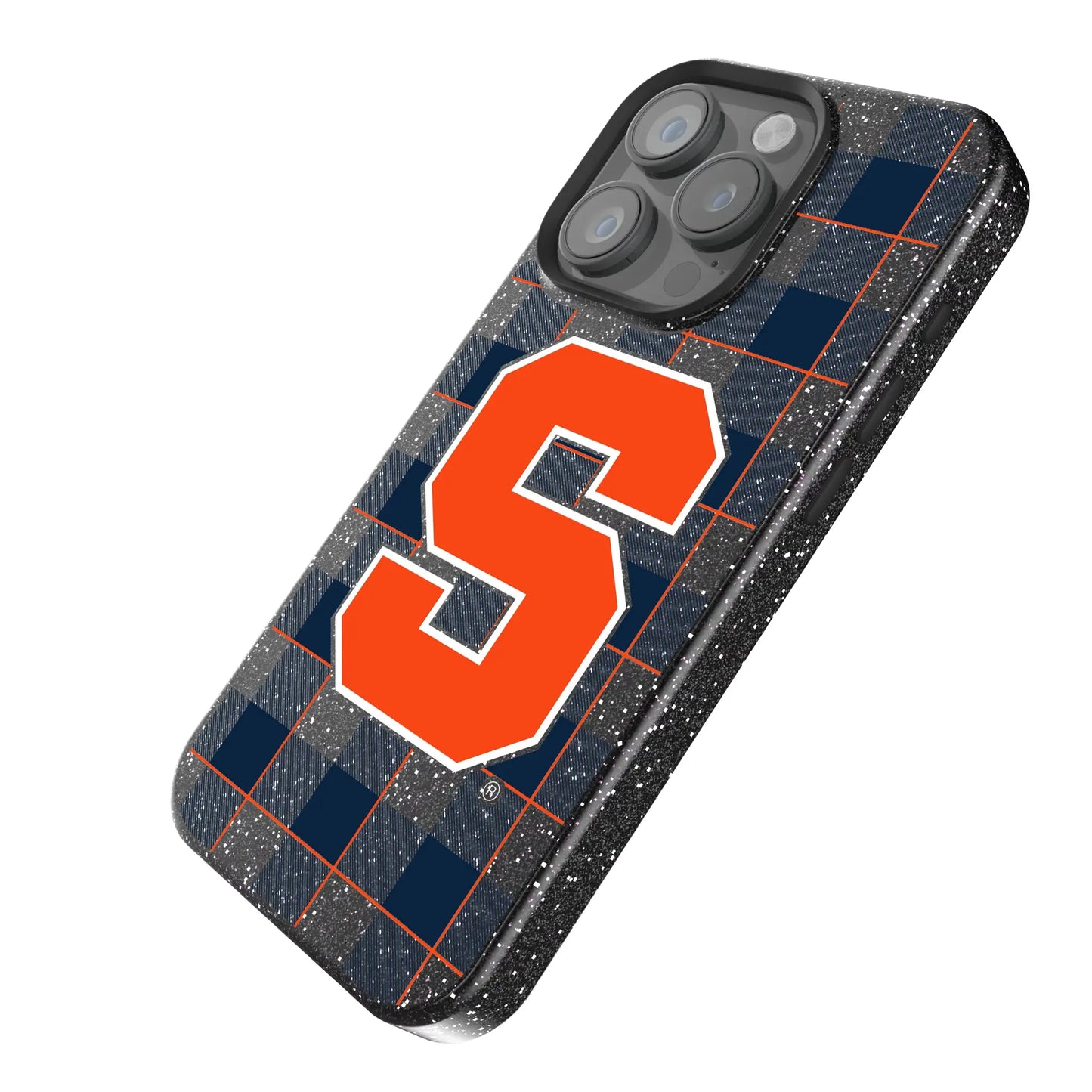 Syracuse University Orange Plaid Black Bling Phone Case for Apple iPhone