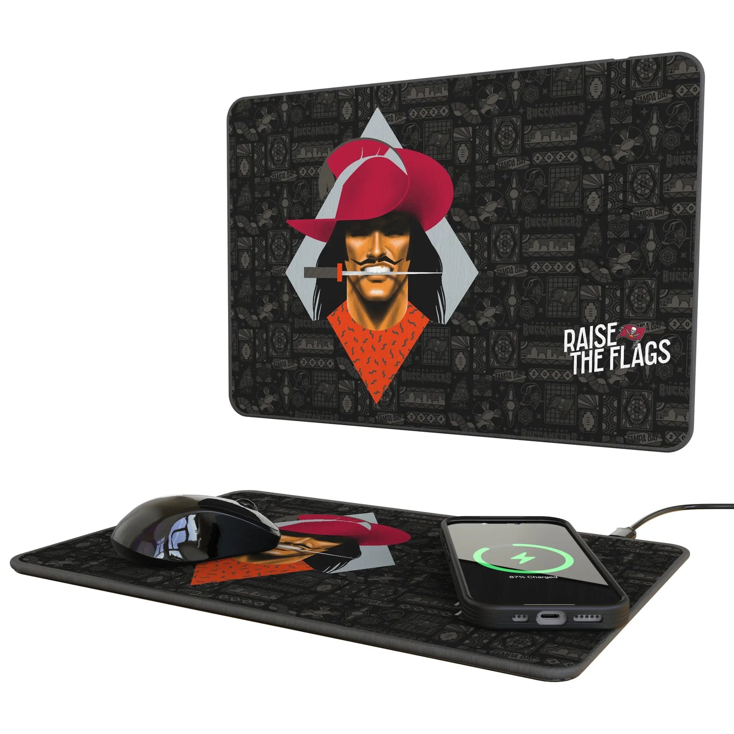 Tampa Bay Buccaneers Deco 15-Watt Wireless Charger and Mouse Pad