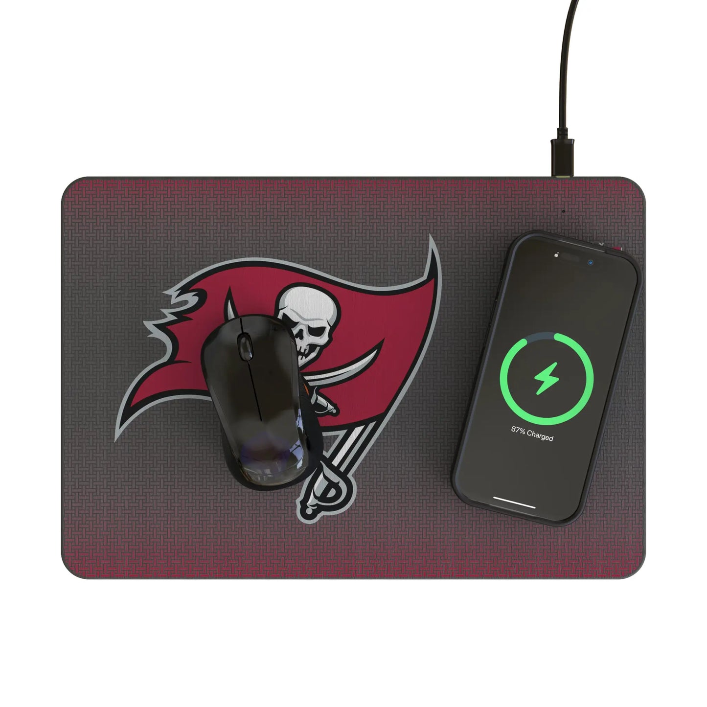Tampa Bay Buccaneers Linen 15-Watt Wireless Charger and Mouse Pad
