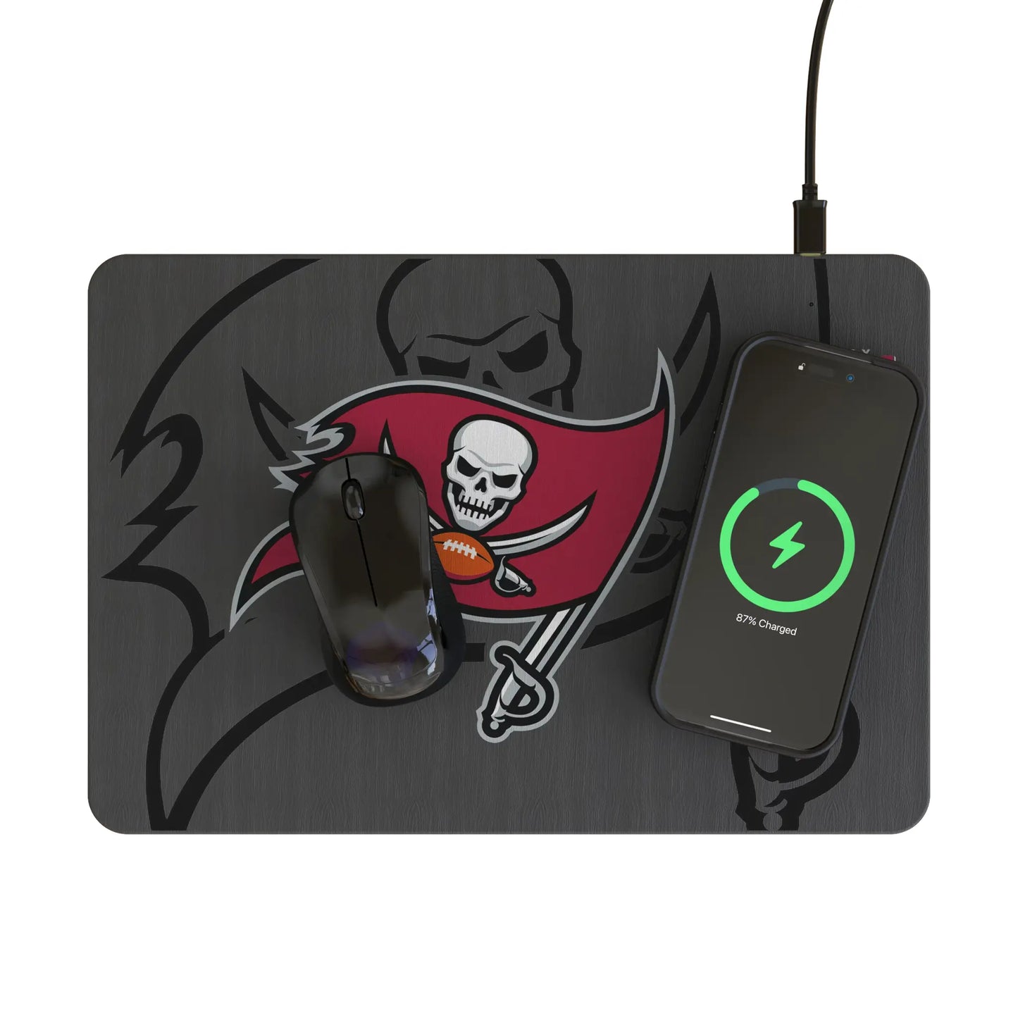 Tampa Bay Buccaneers Monocolor Tilt 15-Watt Wireless Charger and Mouse Pad