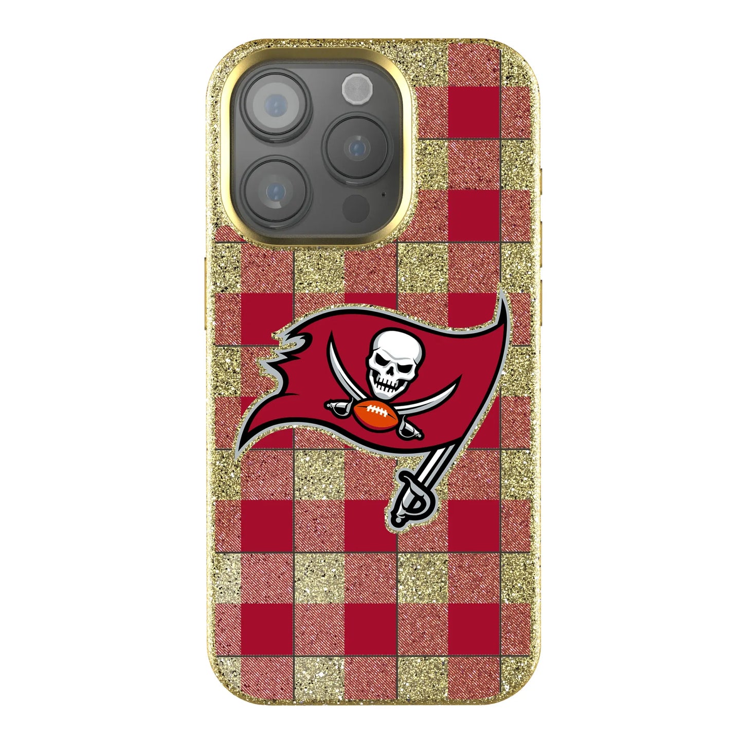 Tampa Bay Buccaneers Plaid Bling Phone Case for Apple iPhone