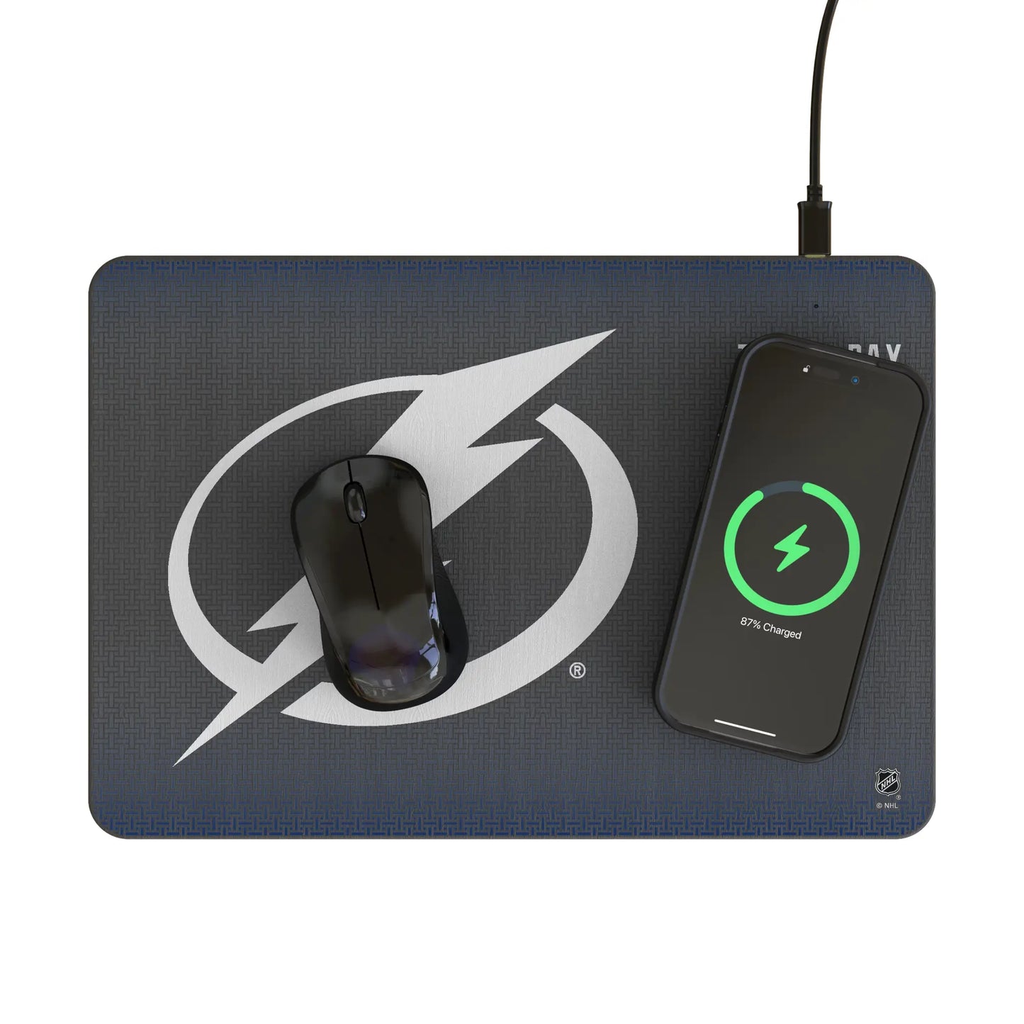 Tampa Bay Lightning Linen 15-Watt Wireless Charger and Mouse Pad