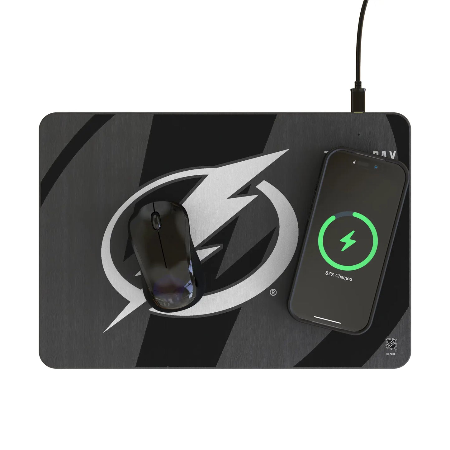 Tampa Bay Lightning Monocolor Tilt 15-Watt Wireless Charger and Mouse Pad