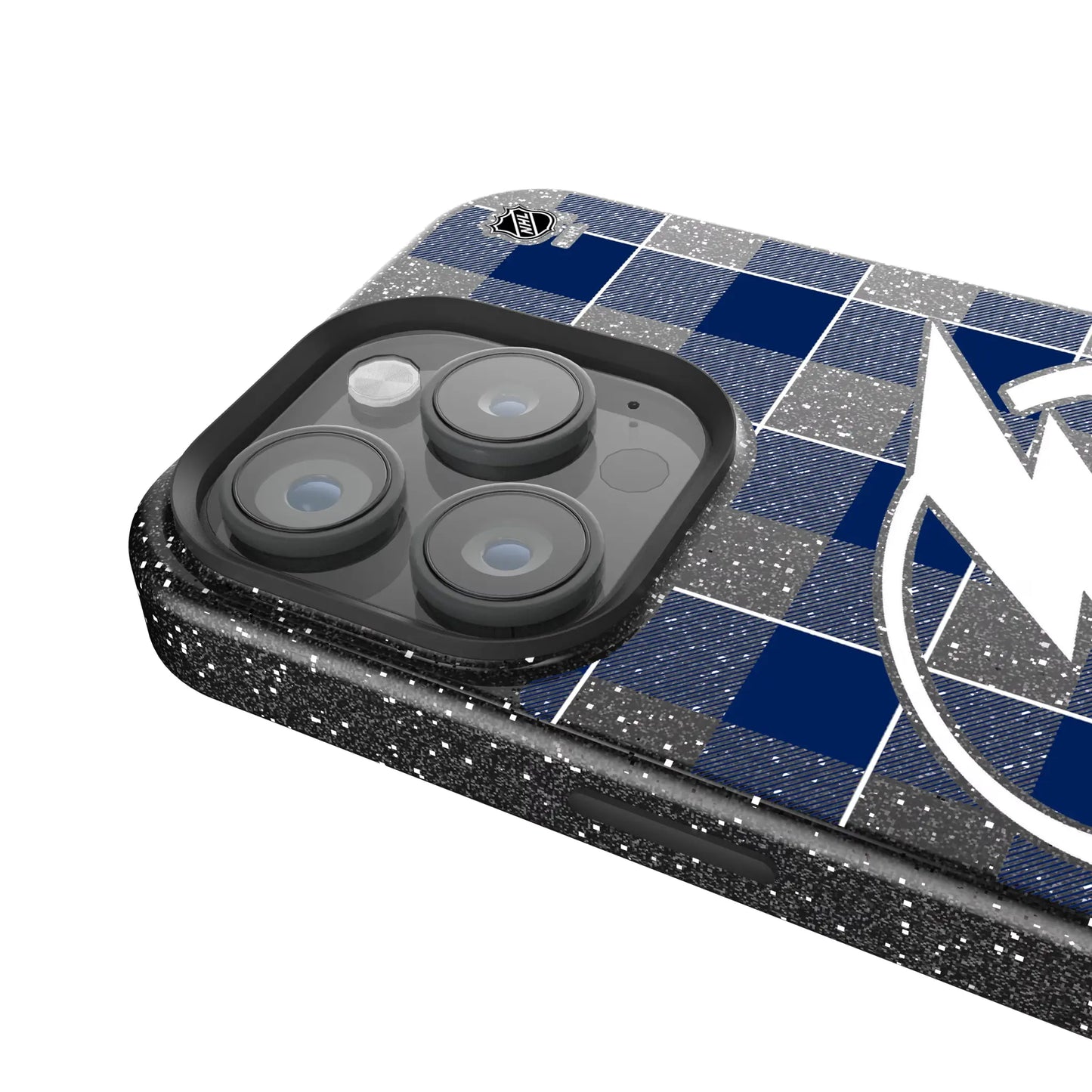 Tampa Bay Lightning Plaid Black Bling Phone Case for Apple iPhone