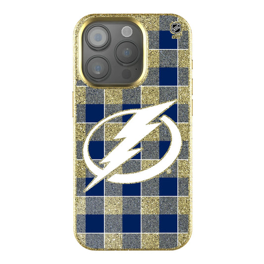Tampa Bay Lightning Plaid Bling Phone Case for Apple iPhone