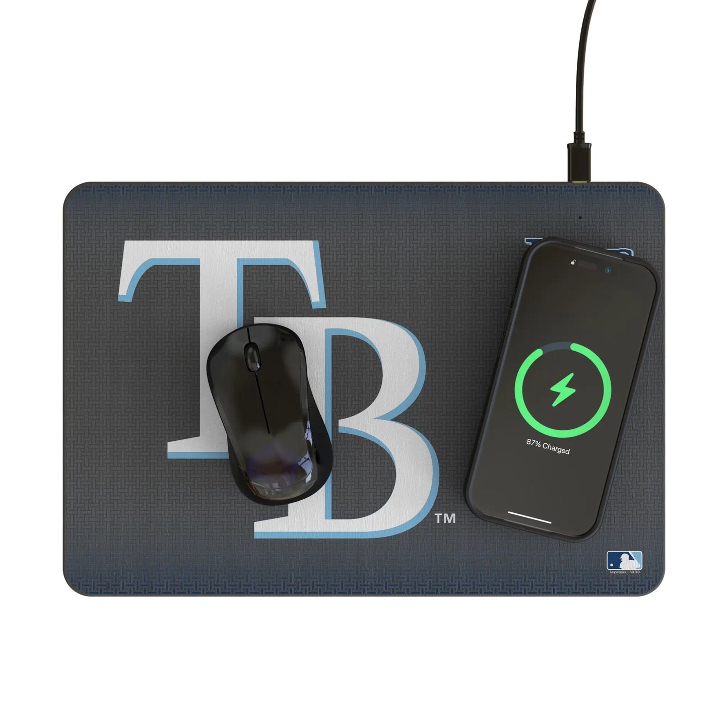 Tampa Bay Rays Linen 15-Watt Wireless Charger and Mouse Pad