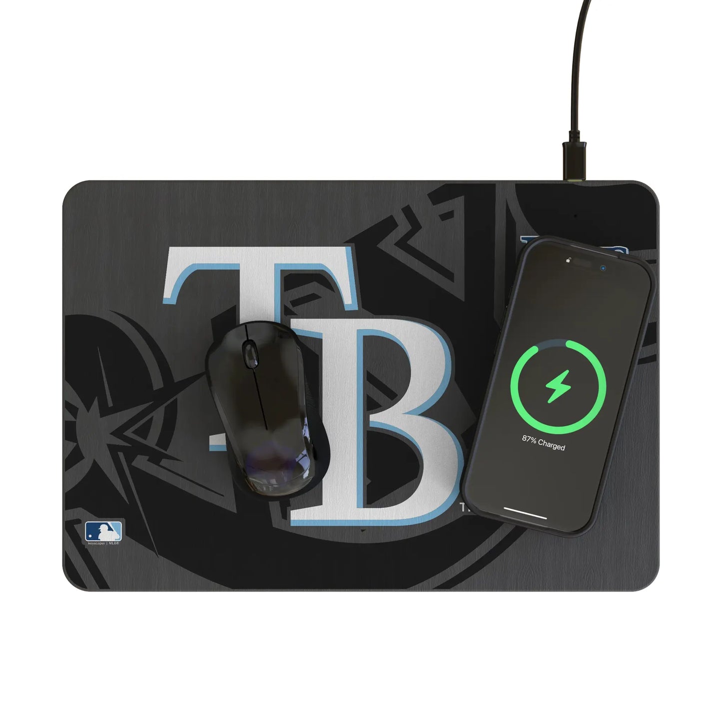 Tampa Bay Rays Monocolor Tilt 15-Watt Wireless Charger and Mouse Pad