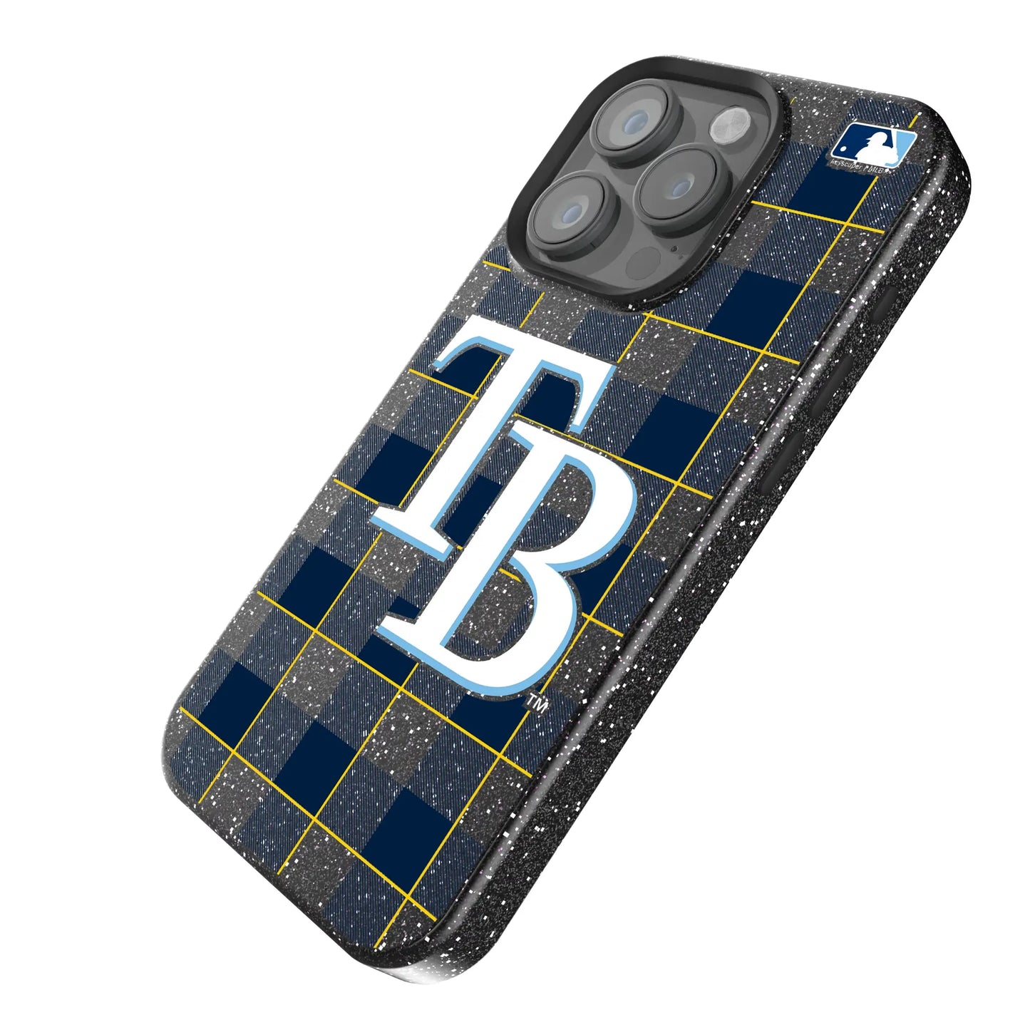 Tampa Bay Rays Plaid Black Bling Phone Case for Apple iPhone