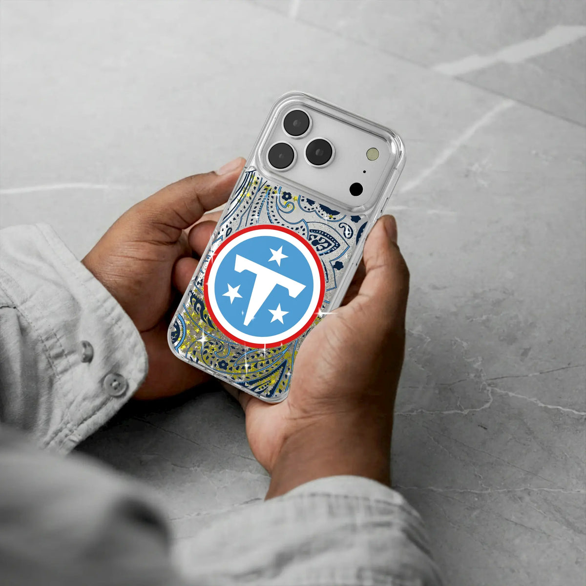 Tennessee Titans Paisley Glitter Phone Case for Apple iPhone