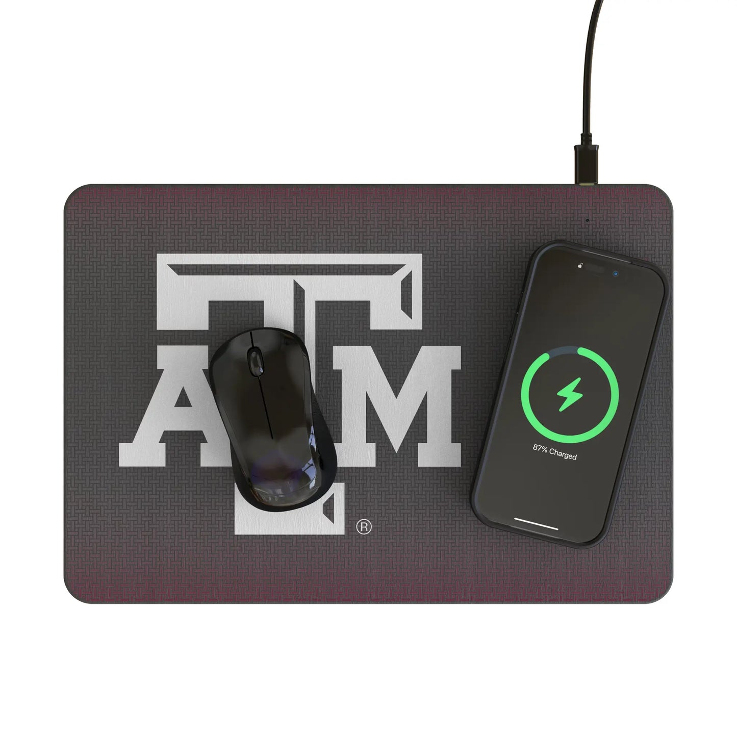 Texas A&M University Aggies Linen 15-Watt Wireless Charger and Mouse Pad