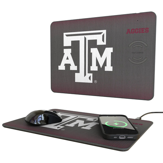 Texas A&M University Aggies Linen 15-Watt Wireless Charger and Mouse Pad