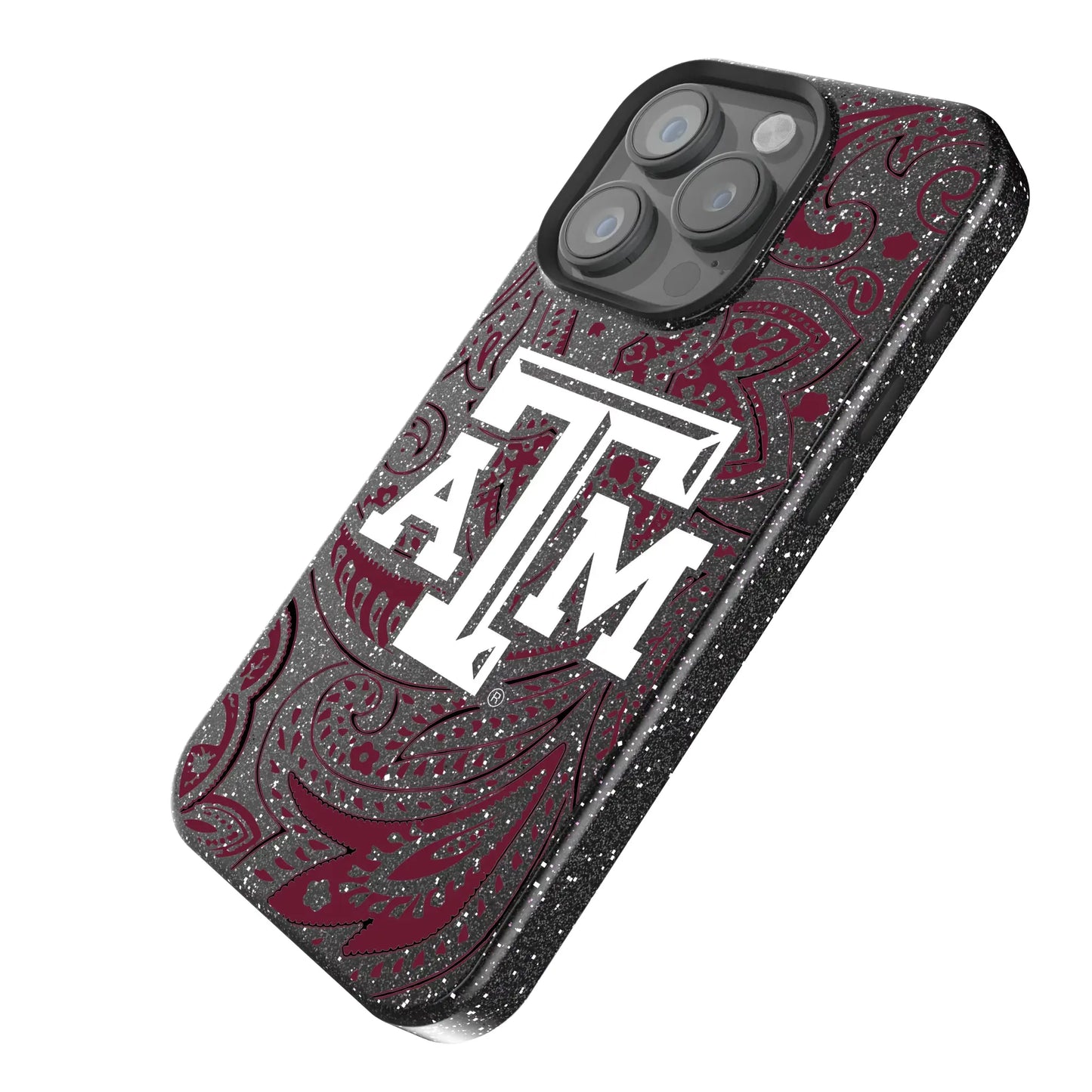 Texas A&M University Aggies Paisley Black Bling Phone Case for Apple iPhone