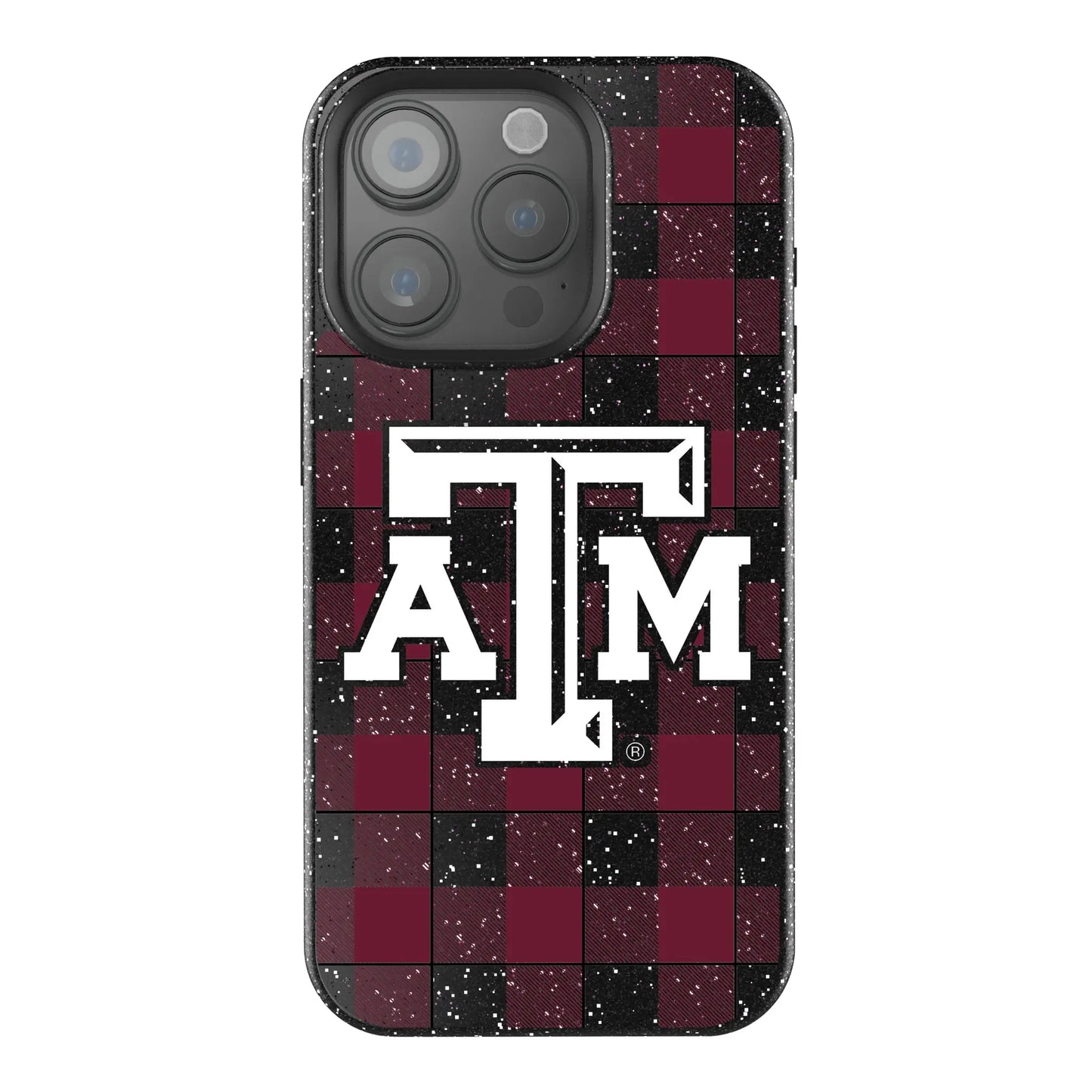 Texas A&M University Aggies Plaid Black Bling Phone Case for Apple iPhone