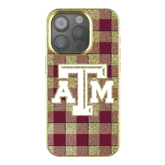 Texas A&M University Aggies Plaid Bling Phone Case for Apple iPhone