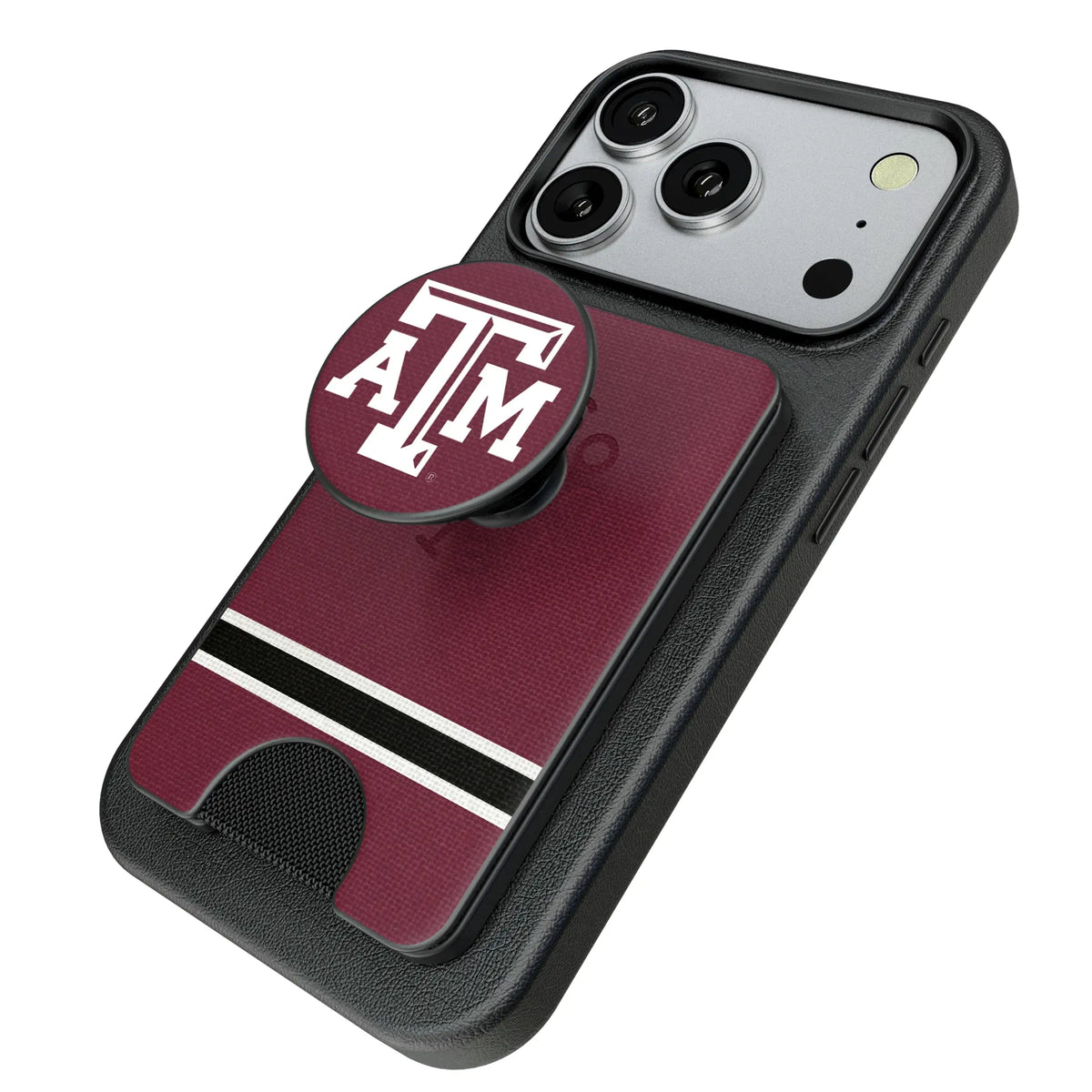 Texas A&M University Aggies Stripe PopSockets MagSafe-Compatible PopWallet+