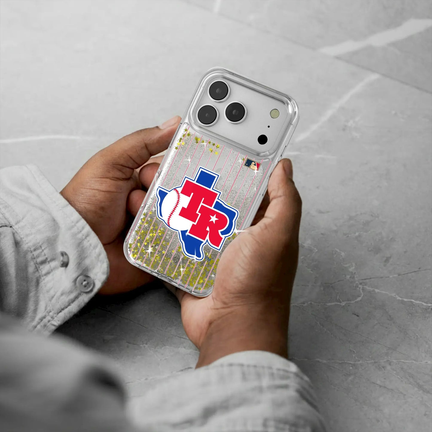 Texas Rangers 1981-1983 - Cooperstown Collection Pinstripe Glitter Phone Case for Apple iPhone
