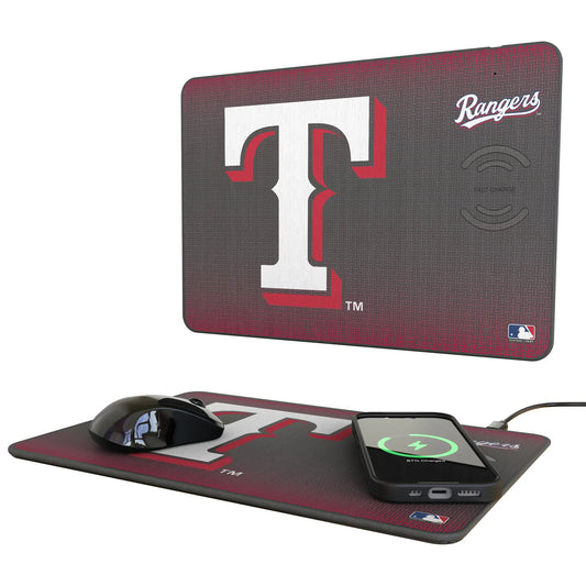 Texas Rangers Linen 15-Watt Wireless Charger and Mouse Pad