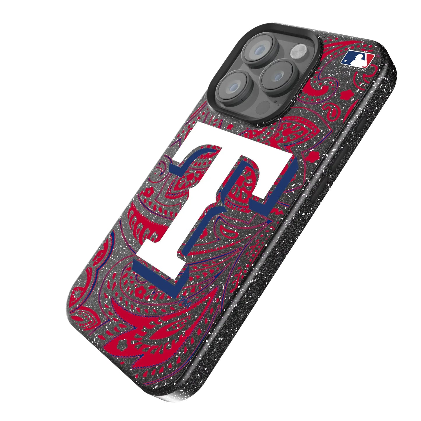 Texas Rangers Paisley Black Bling Phone Case for Apple iPhone
