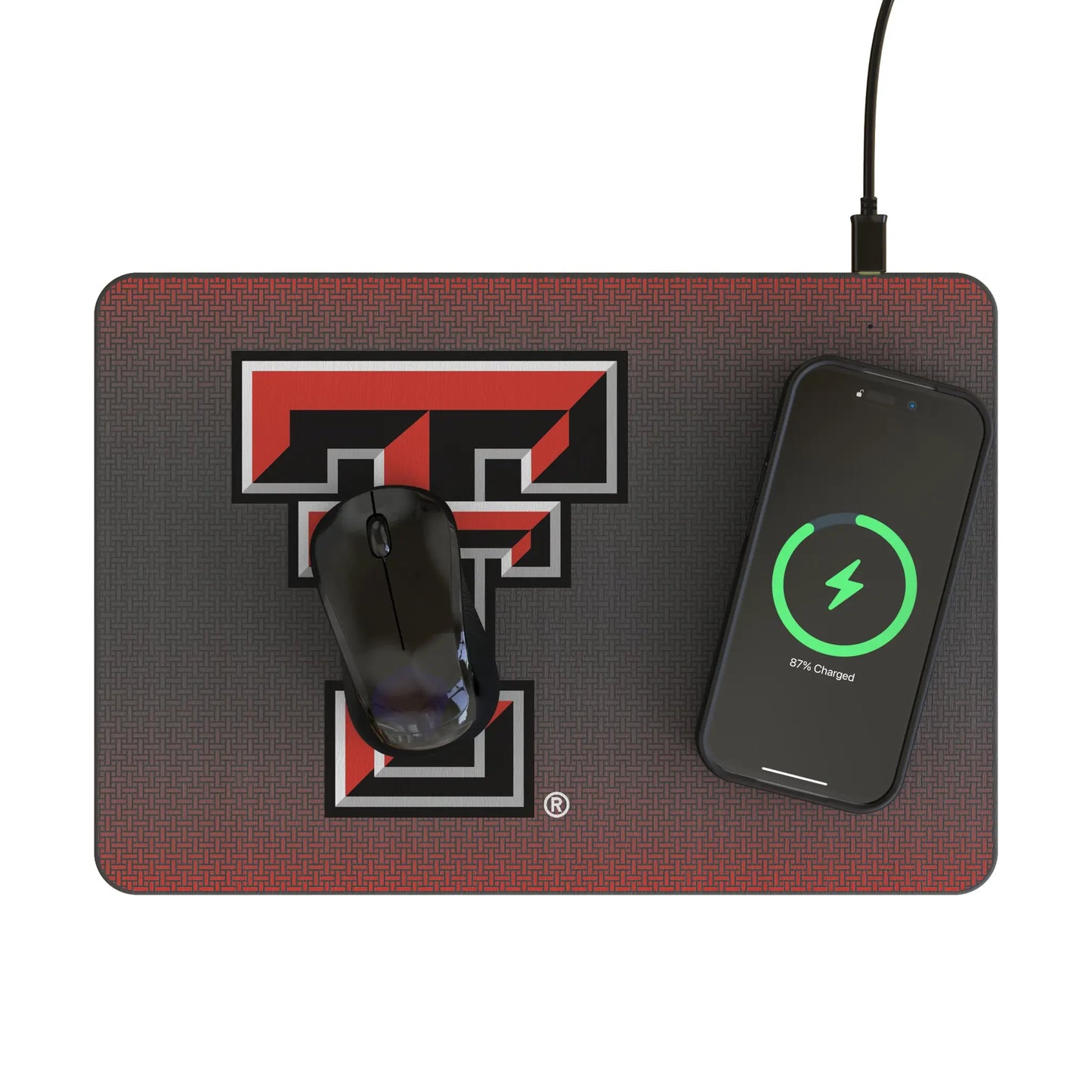 Texas Tech Red Raiders Linen 15-Watt Wireless Charger and Mouse Pad