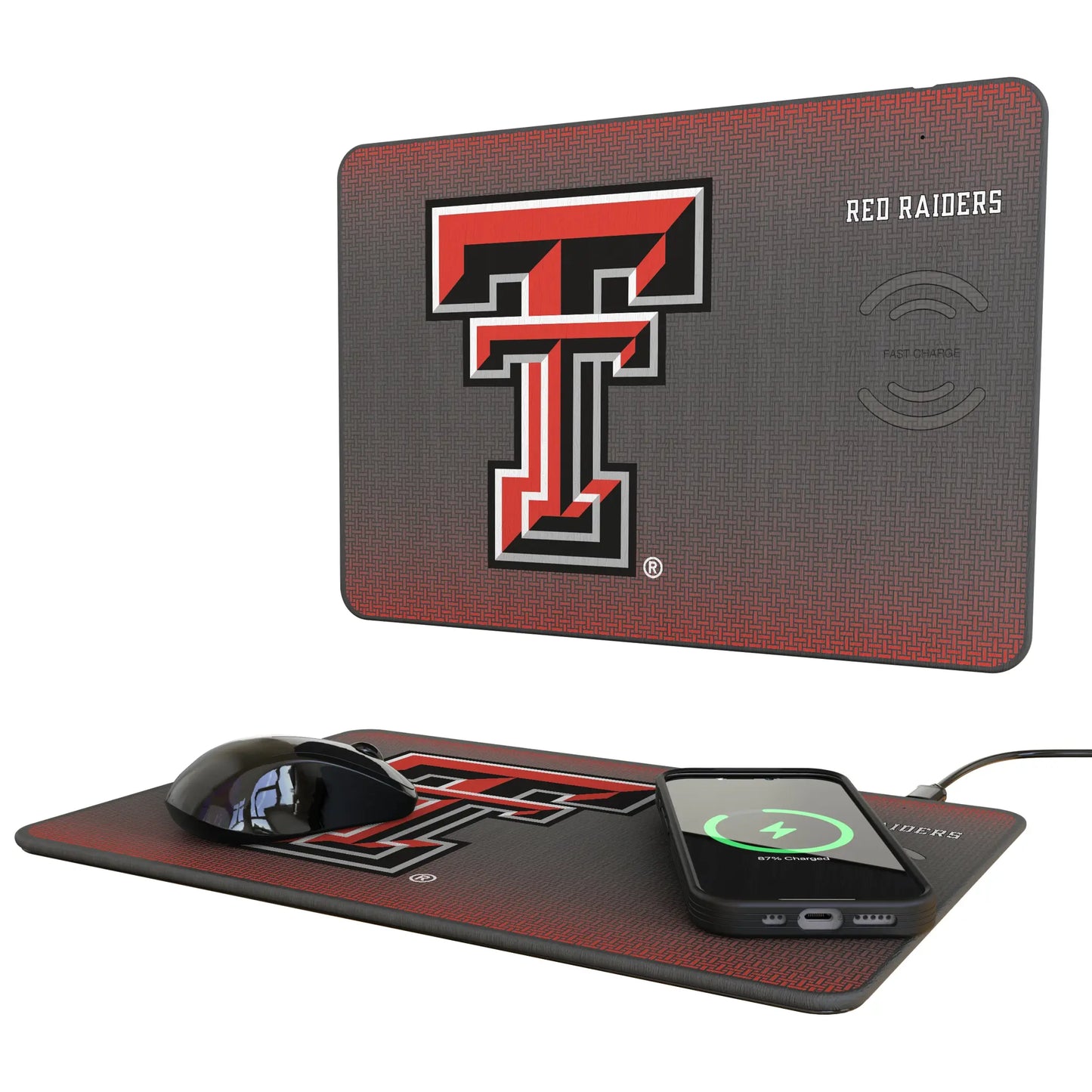Texas Tech Red Raiders Linen 15-Watt Wireless Charger and Mouse Pad