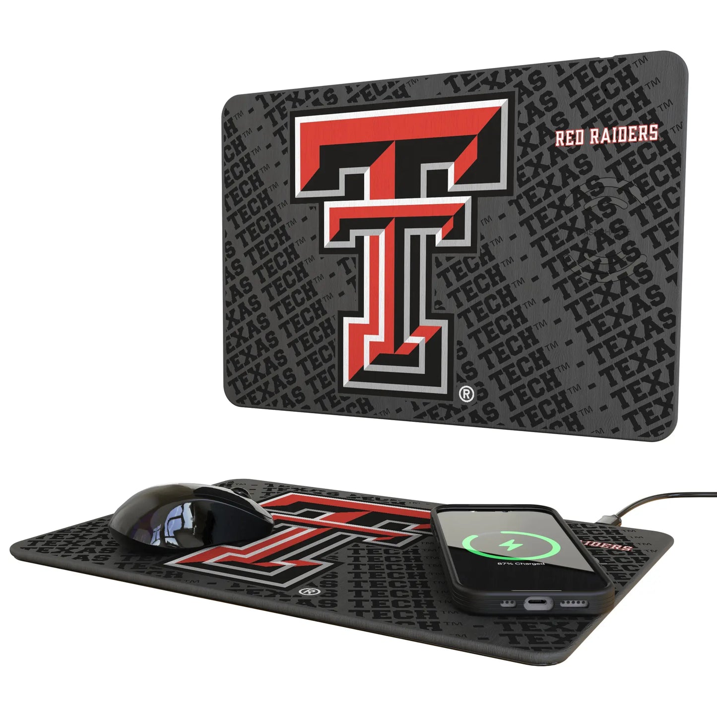 Texas Tech Red Raiders Monocolor Tilt 15-Watt Wireless Charger and Mouse Pad